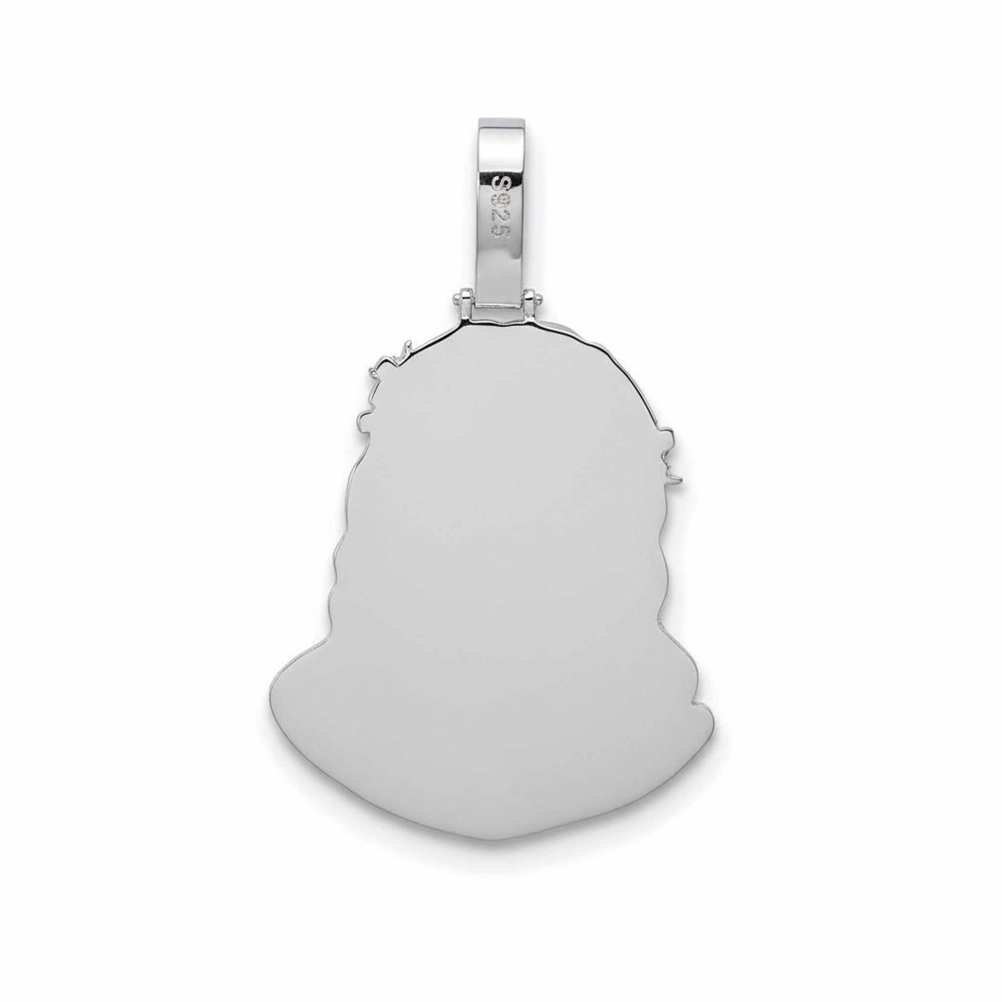 Moissanite Jesus Piece Pendant | Solid 925 Sterling Silver Glossy Finish