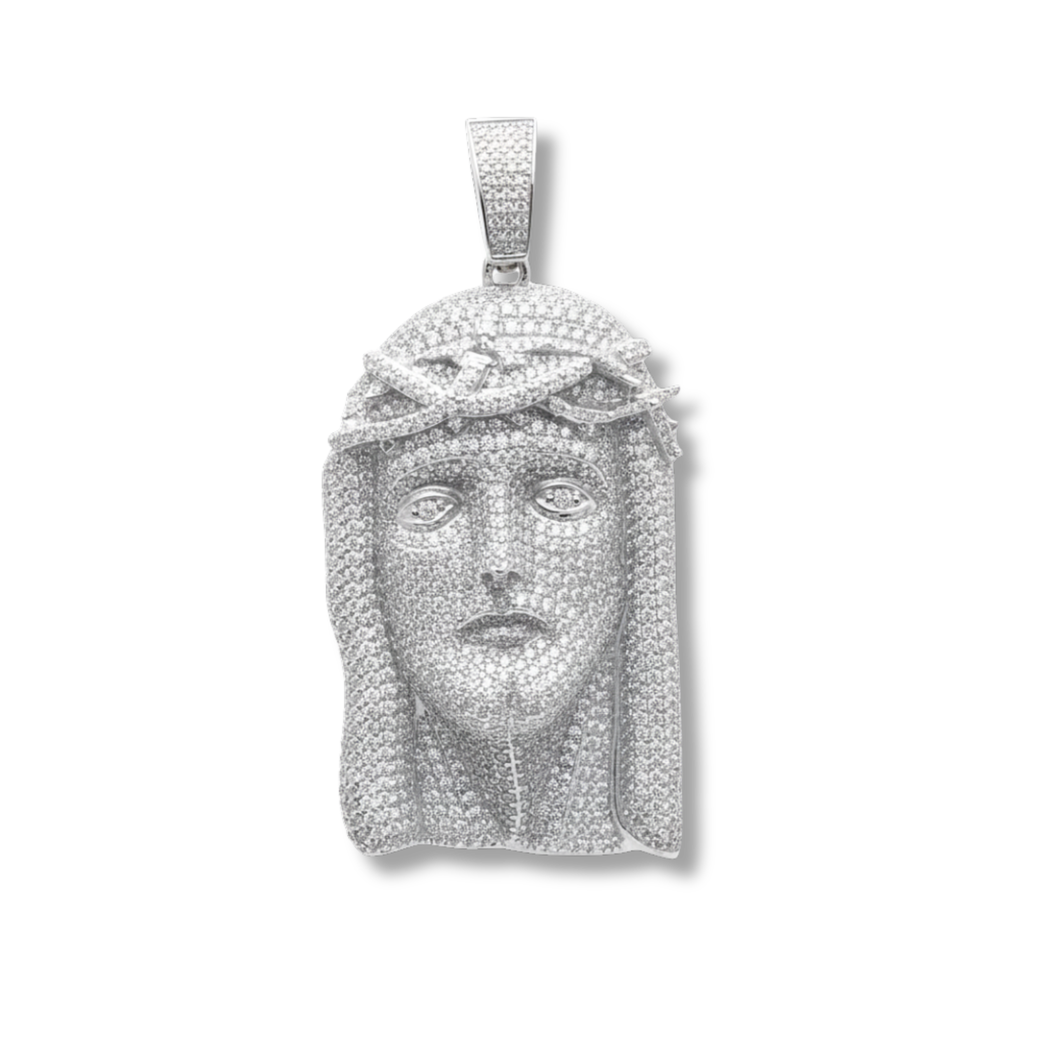 Moissanite Jesus Piece Pendant Fully Iced in 925 Sterling Silver