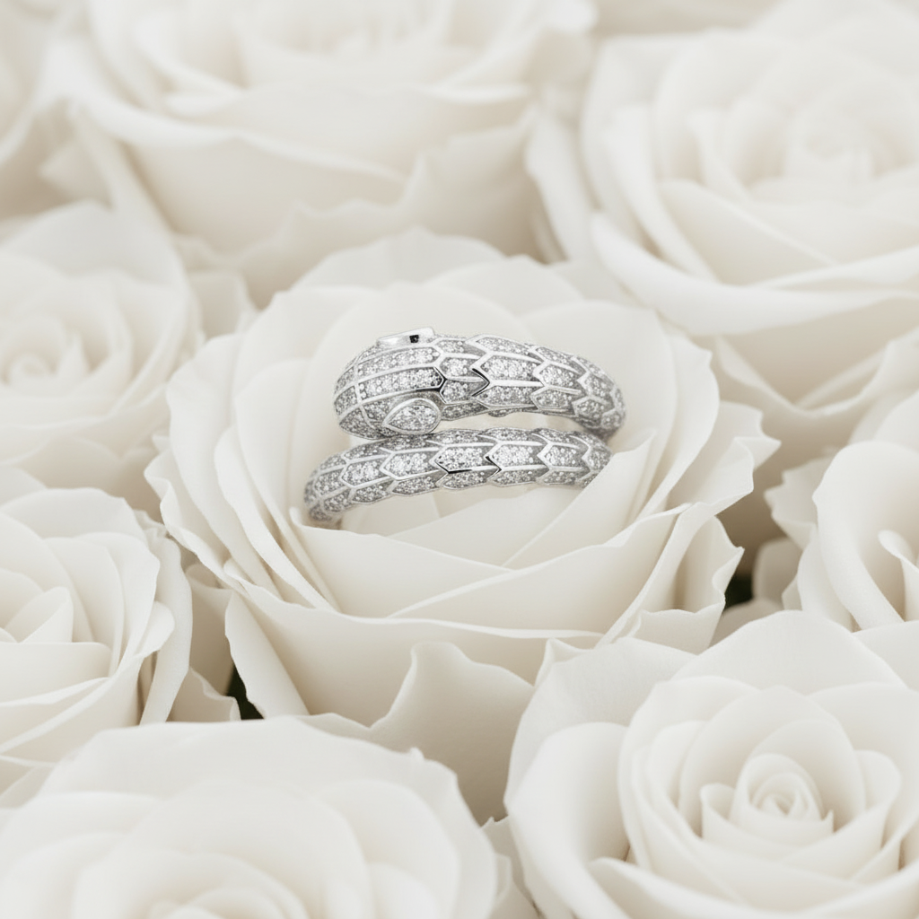 Moissanite Snake Ring in 925 Sterling Silver