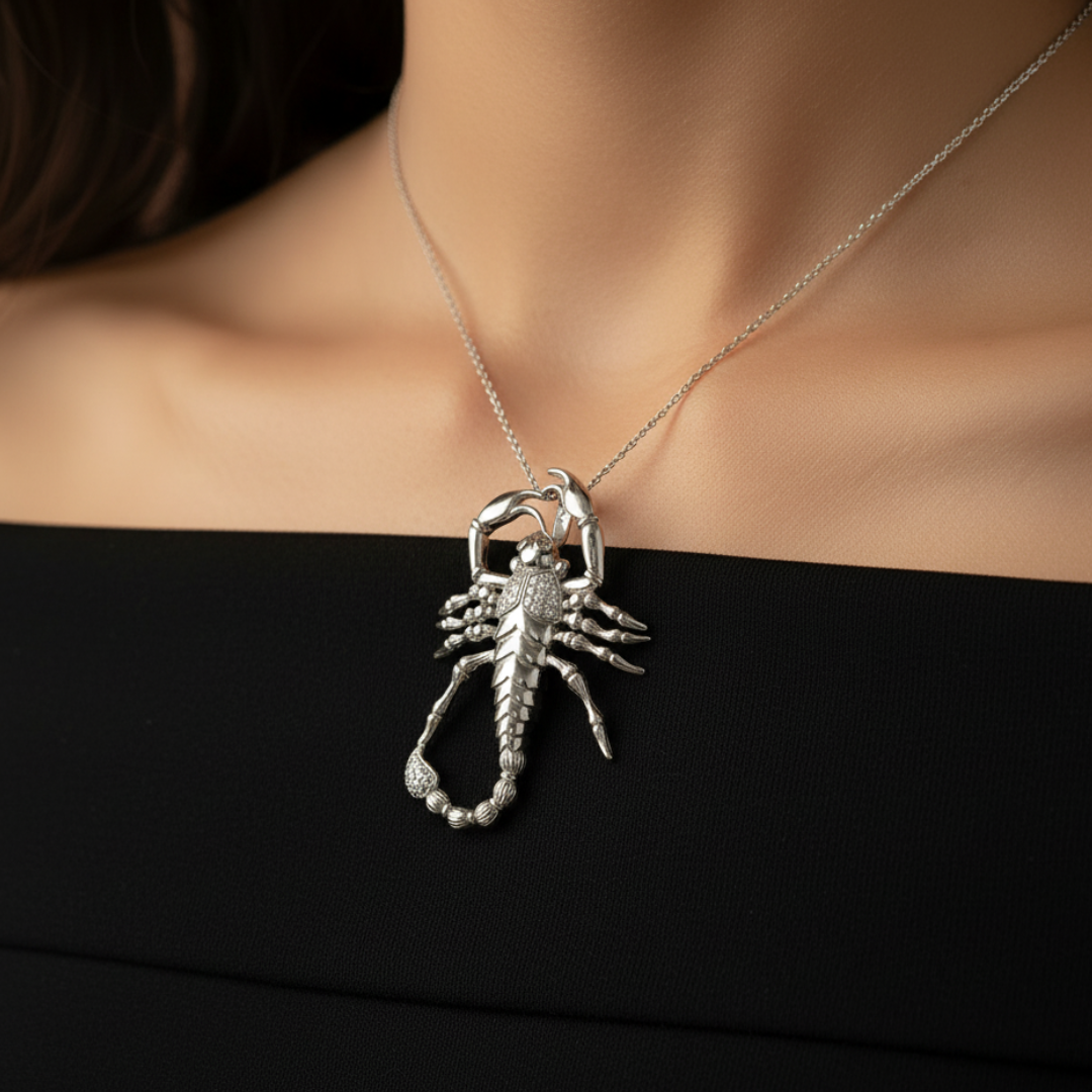 Moissanite Scorpion Pendant 925 Sterling Silver