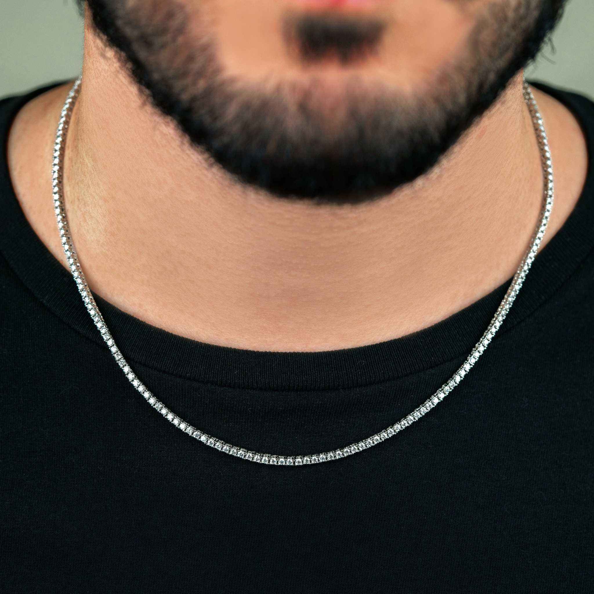 Unisex 2mm Real Moissanite Tennis Chain