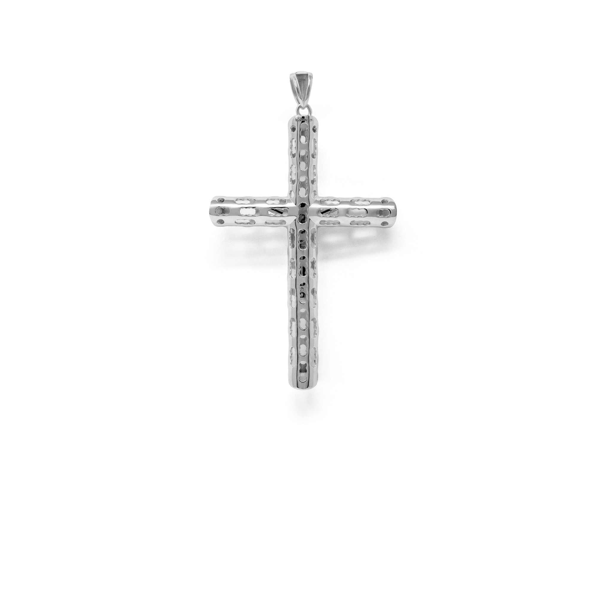 Two tone Jesus crucifix cross pendant in sterling silver and 14K gold plating.