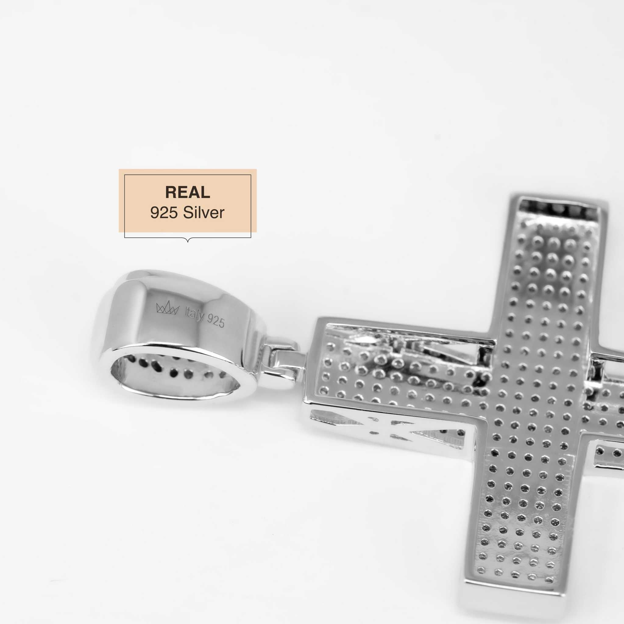 Moissanite Cross Pendant Real 925 Sterling Silver Men's Jewelry