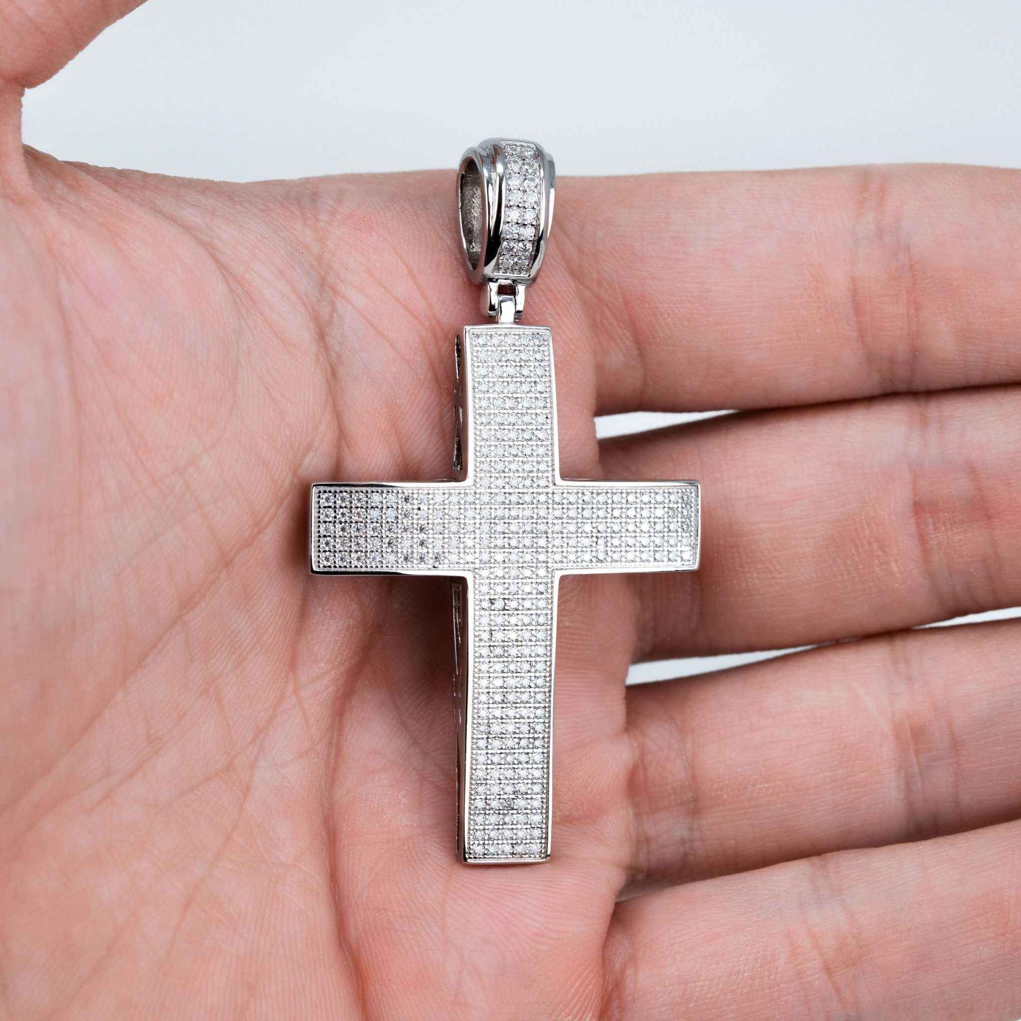 Moissanite Cross Pendant Real 925 Sterling Silver Men's Jewelry
