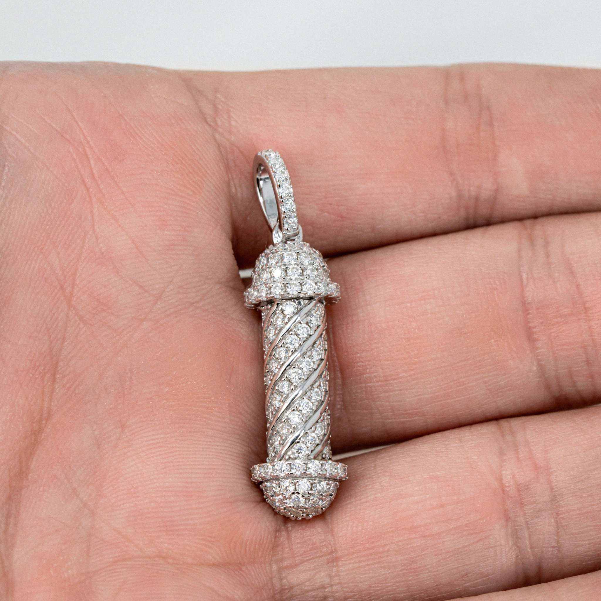 moissanite barber pole pendant 925 sterling silver