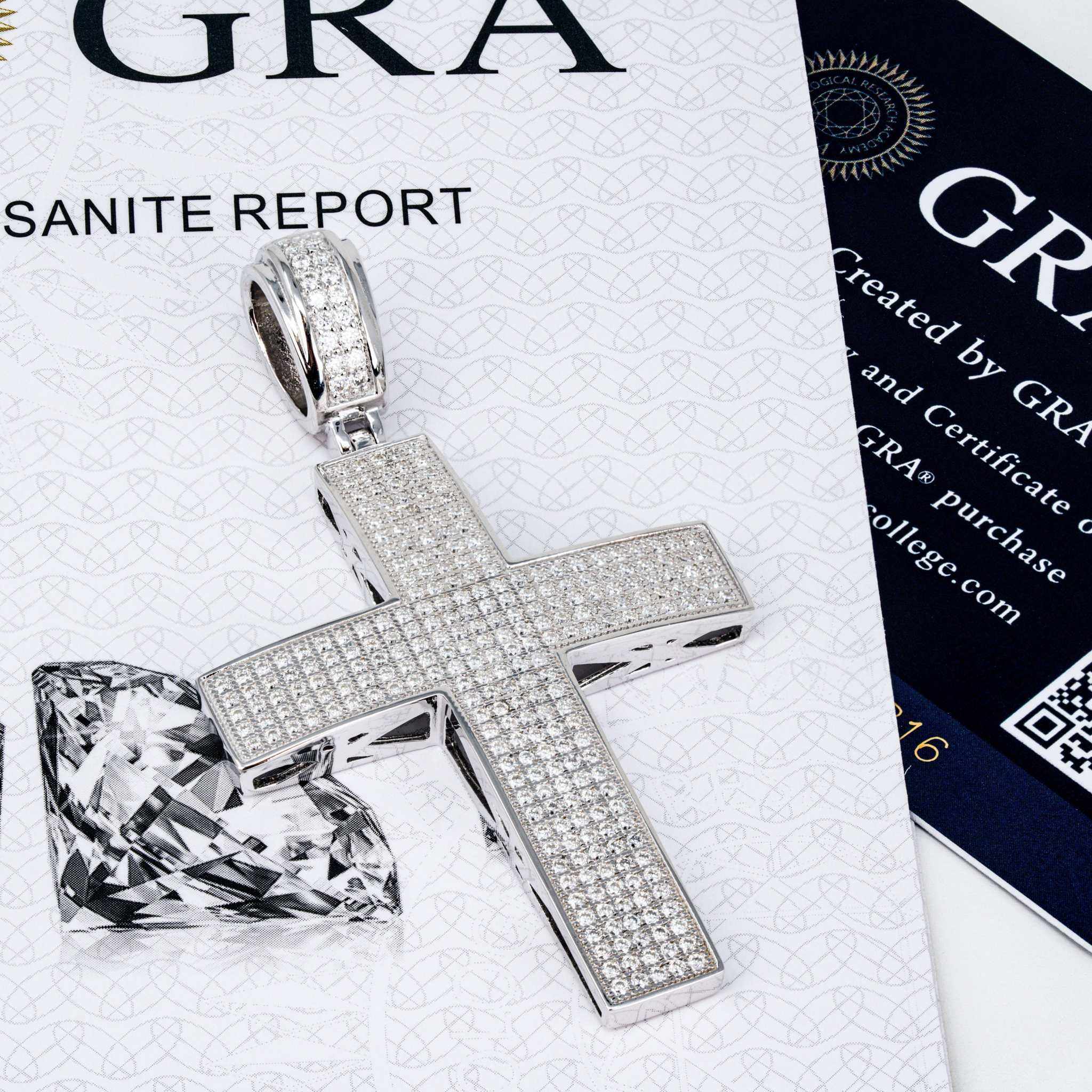 Moissanite Cross Pendant Real 925 Sterling Silver Men's Jewelry