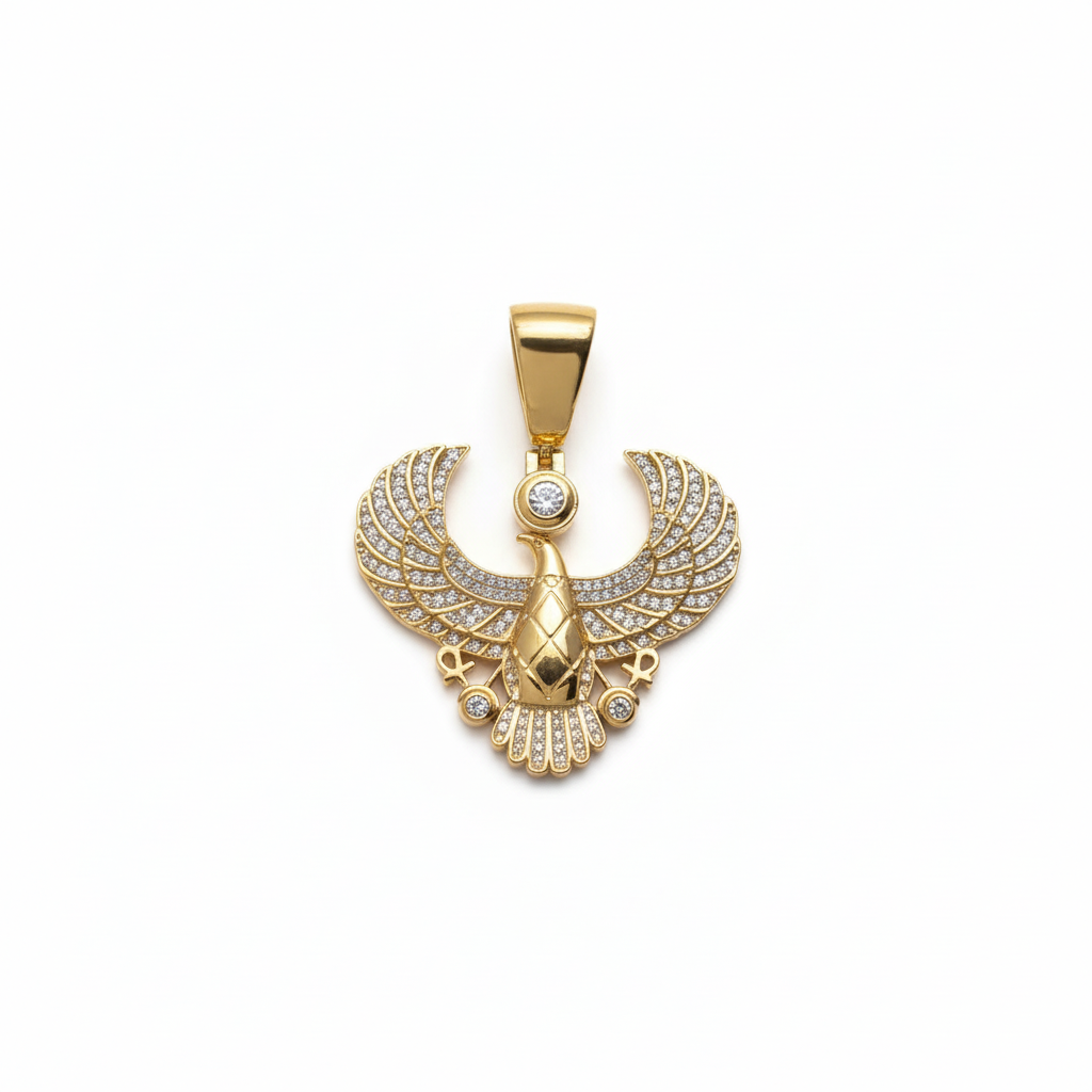 Horus God of Egypt Falcon Bird Moissanite 925 Sterling Silver Pendant