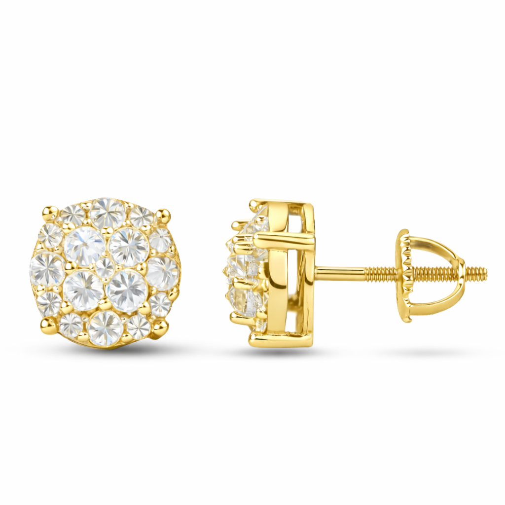 Moissanite Reverse Setting 9mm Stud Earrings in 925 Sterling Silver