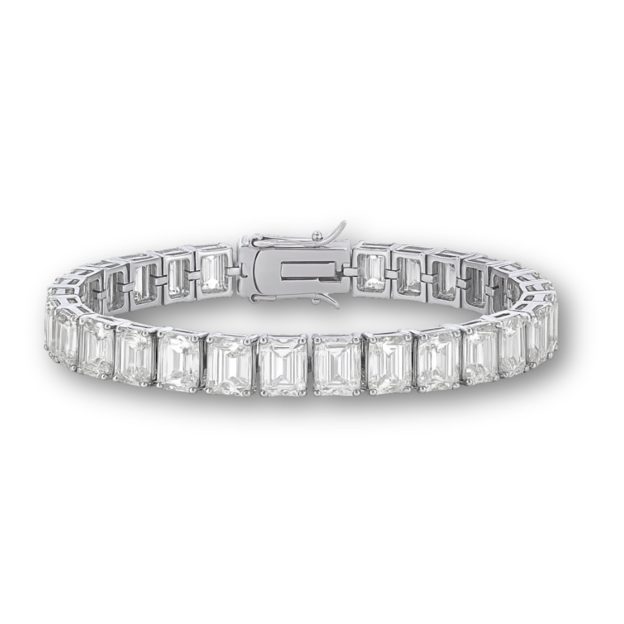Moissanite Emerald Cut Tennis Bracelet Real 925 Sterling Silver 60.0 TCW