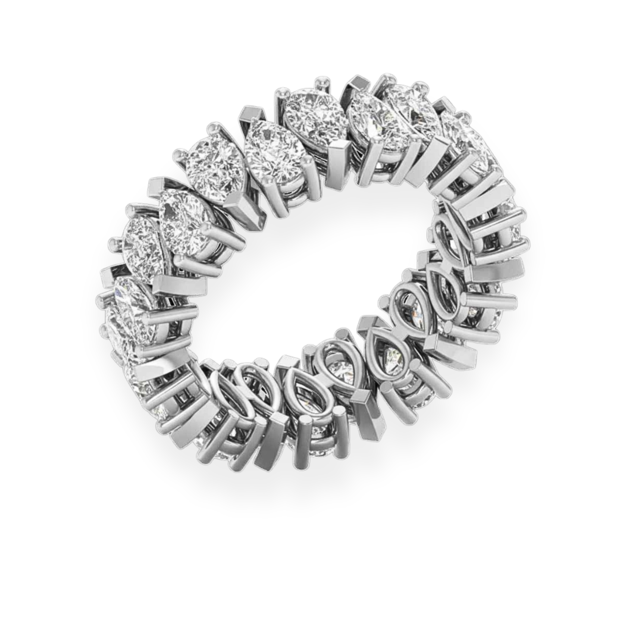 Moissanite Pear Cut Eternity Band in 925 Sterling Silver