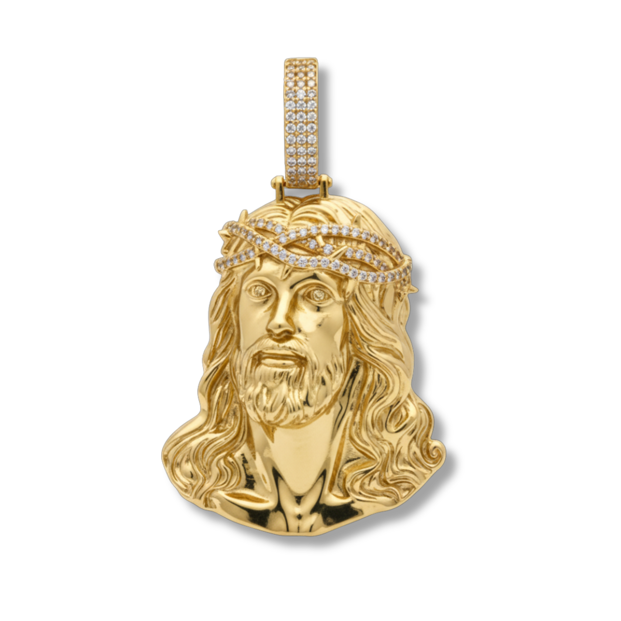 Moissanite Jesus Piece Pendant in 14K Gold 925 Sterling Silver