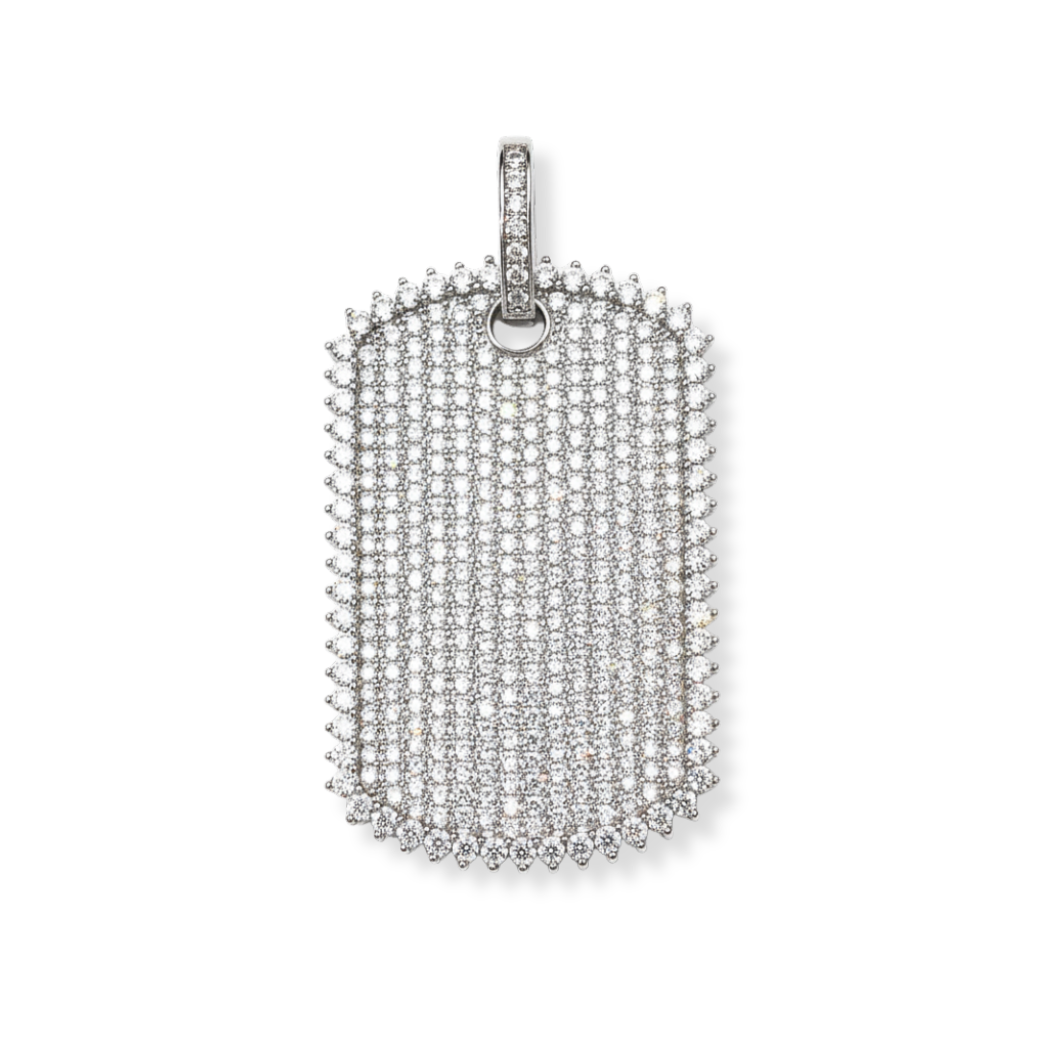 Moissanite Dog Tag Pendant in 925 Sterling Silver