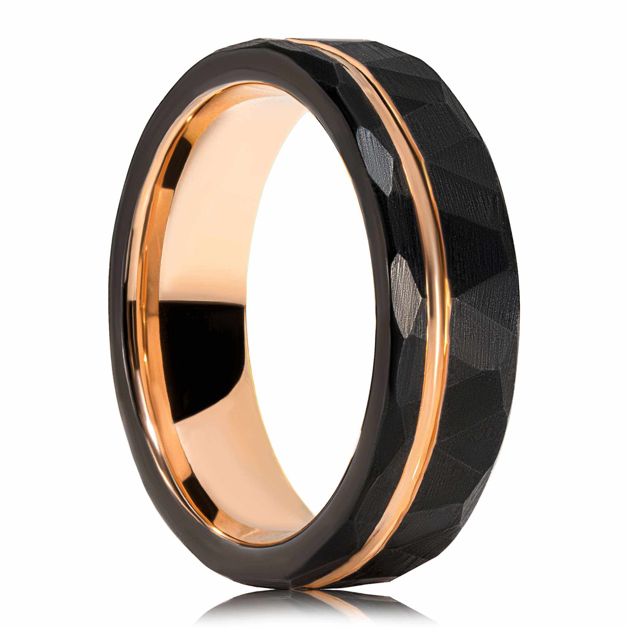 Black tungsten ring with comfort-fit design and genuine quality.