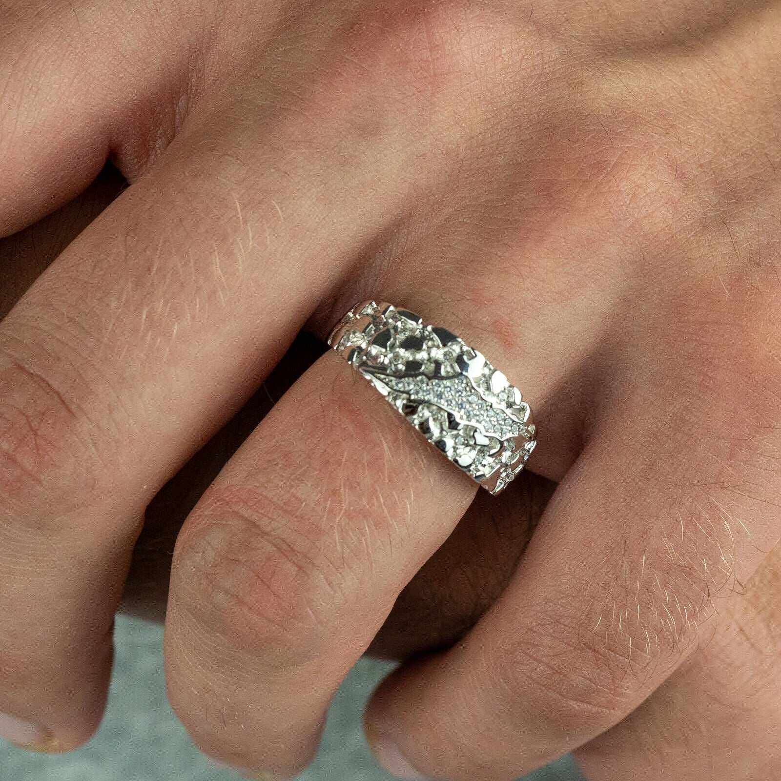 Solid 925 sterling silver Nugget Claw Mark Ring with CZ stone, Morf Jewelry, on hand.