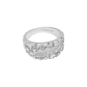 Sterling silver Nugget Claw Mark Ring with CZ stones and intricate design.
