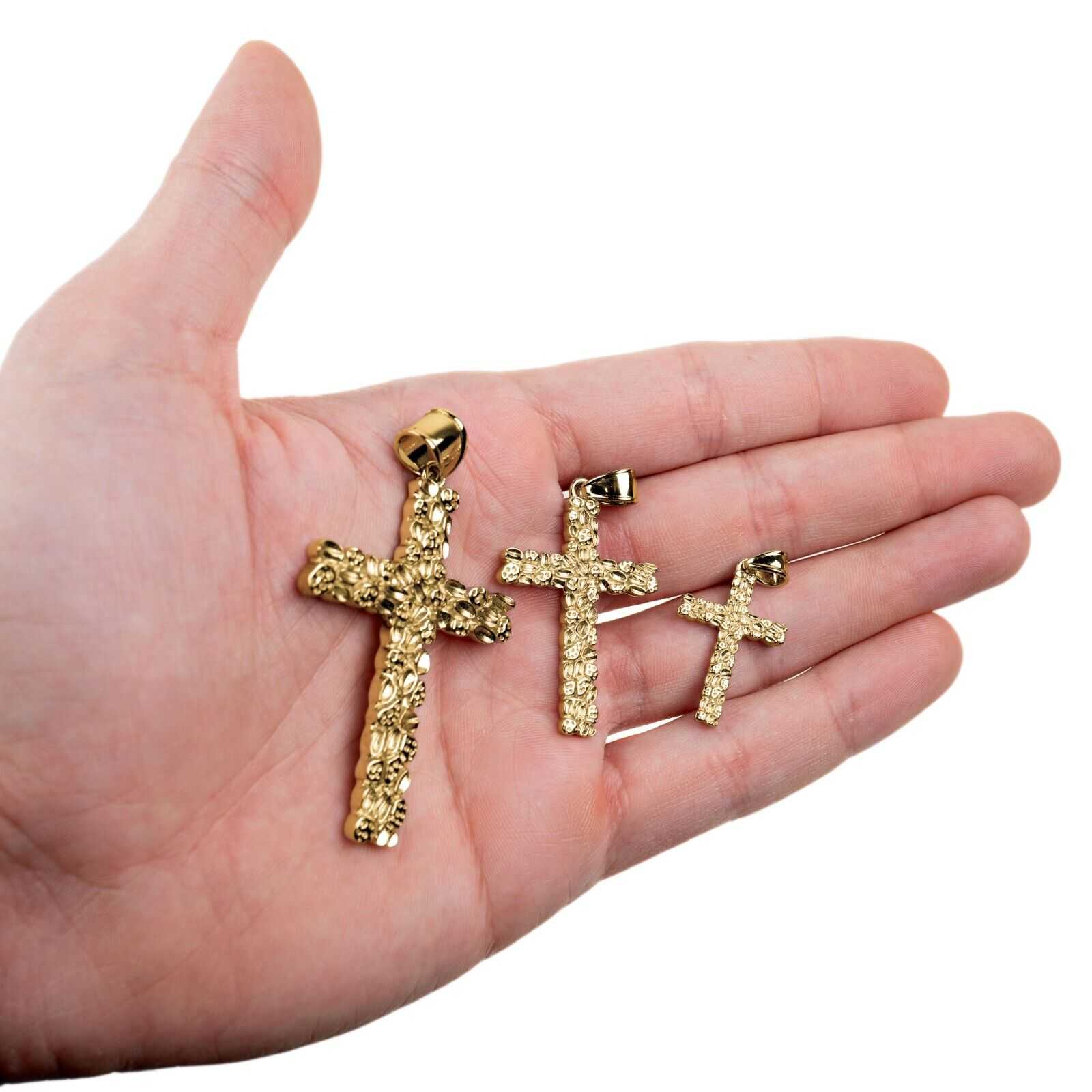 Gold Nugget Cross Pendant