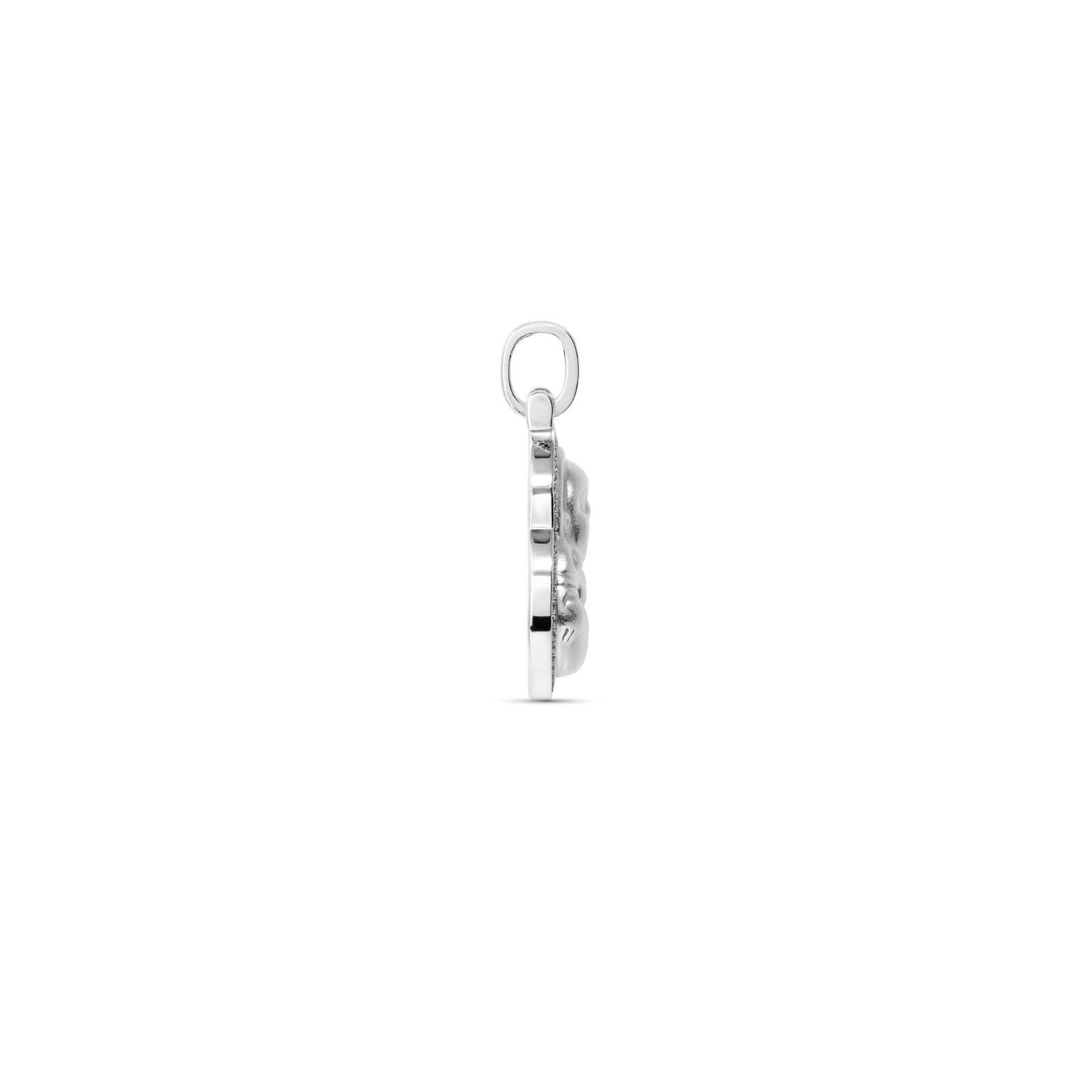 Real 925 Sterling Silver Buddha Pendant w/ Rope Chain Mens Ladies CZ Necklace
