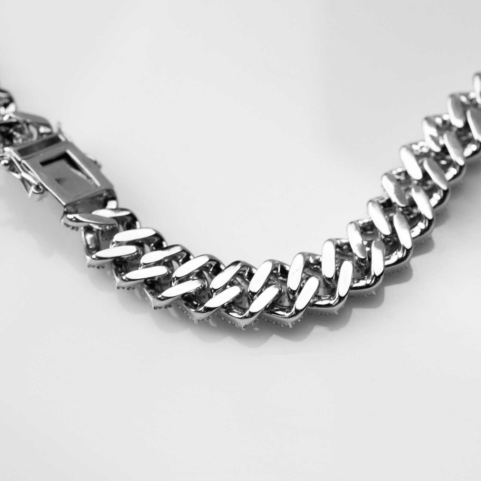 23.97ct Moissanite Miami Cuban Link Chain in 925 Silver Necklace