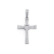 Silver cross pendant in 925 sterling silver with CZ stones, no chain included.