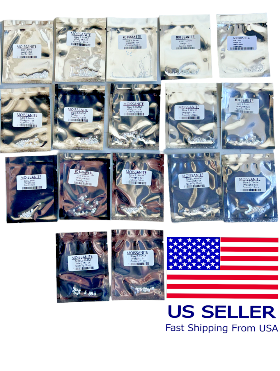 Loose Moissanite real gem assortments with US seller and fast shipping info.