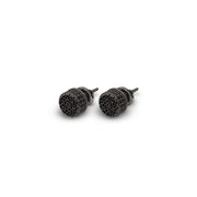 Black round stud earrings with 8mm cubic zirconia stone in solid 925 sterling silver.