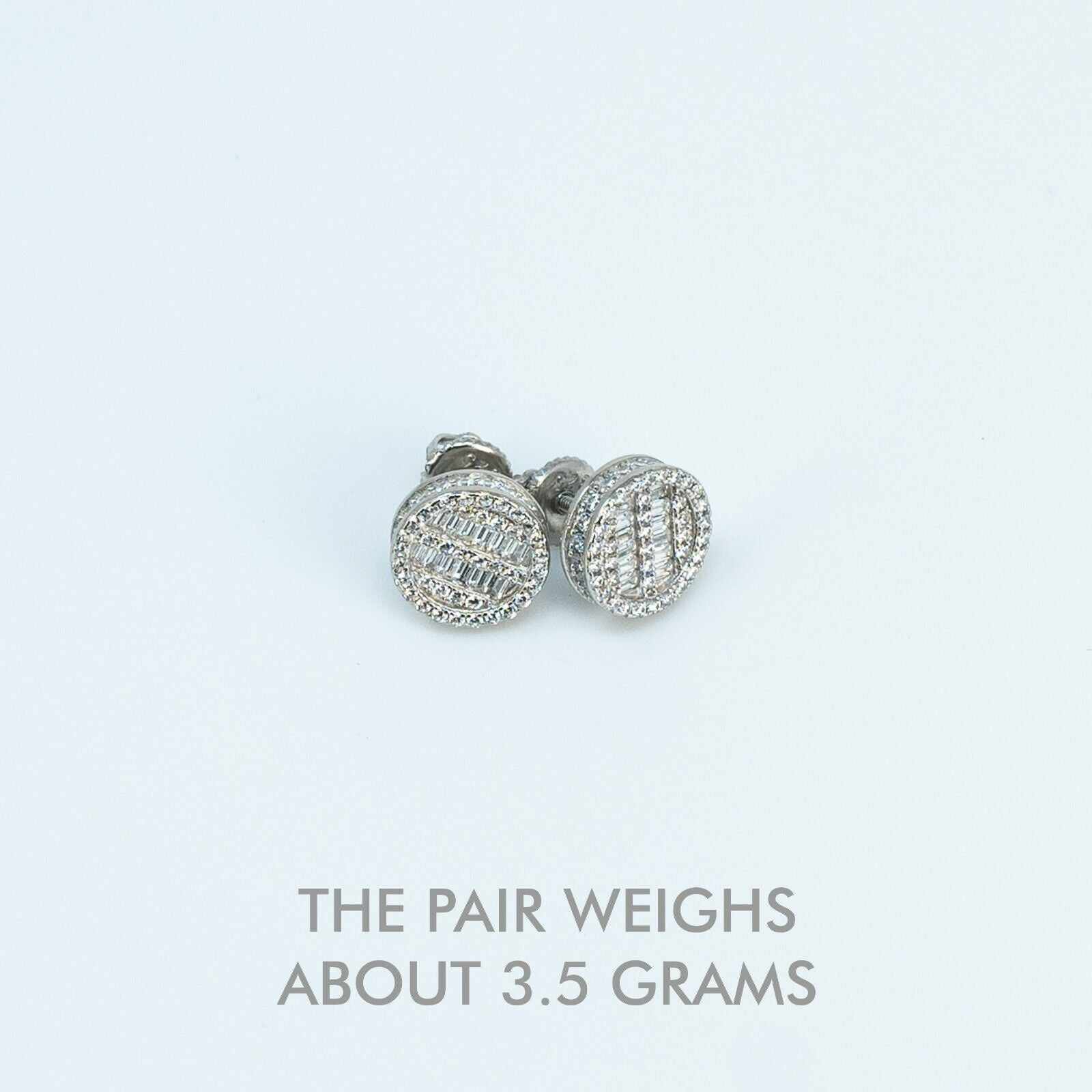 Round Baguette Stud Earrings