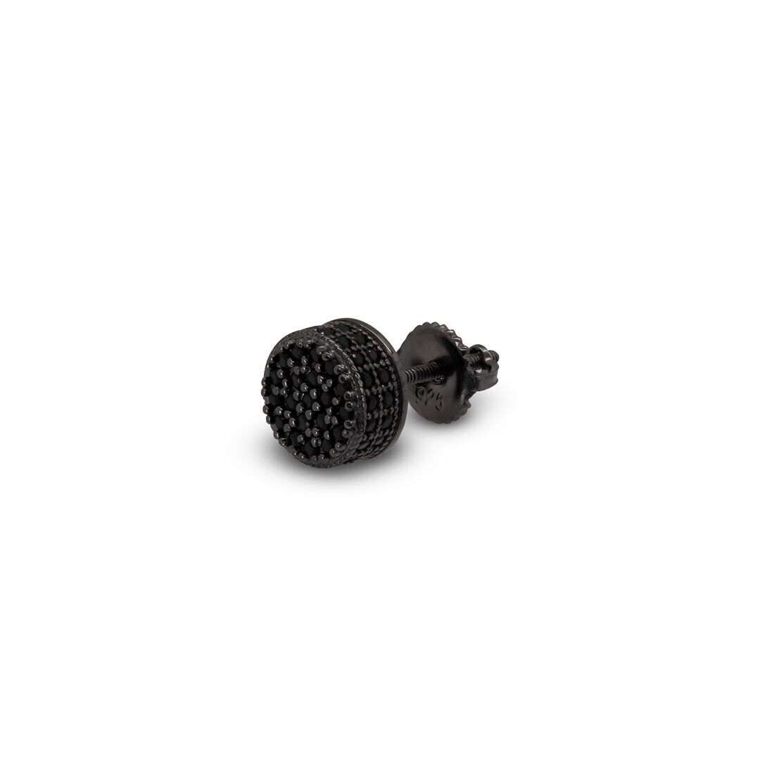 Black Round Stud Earrings
