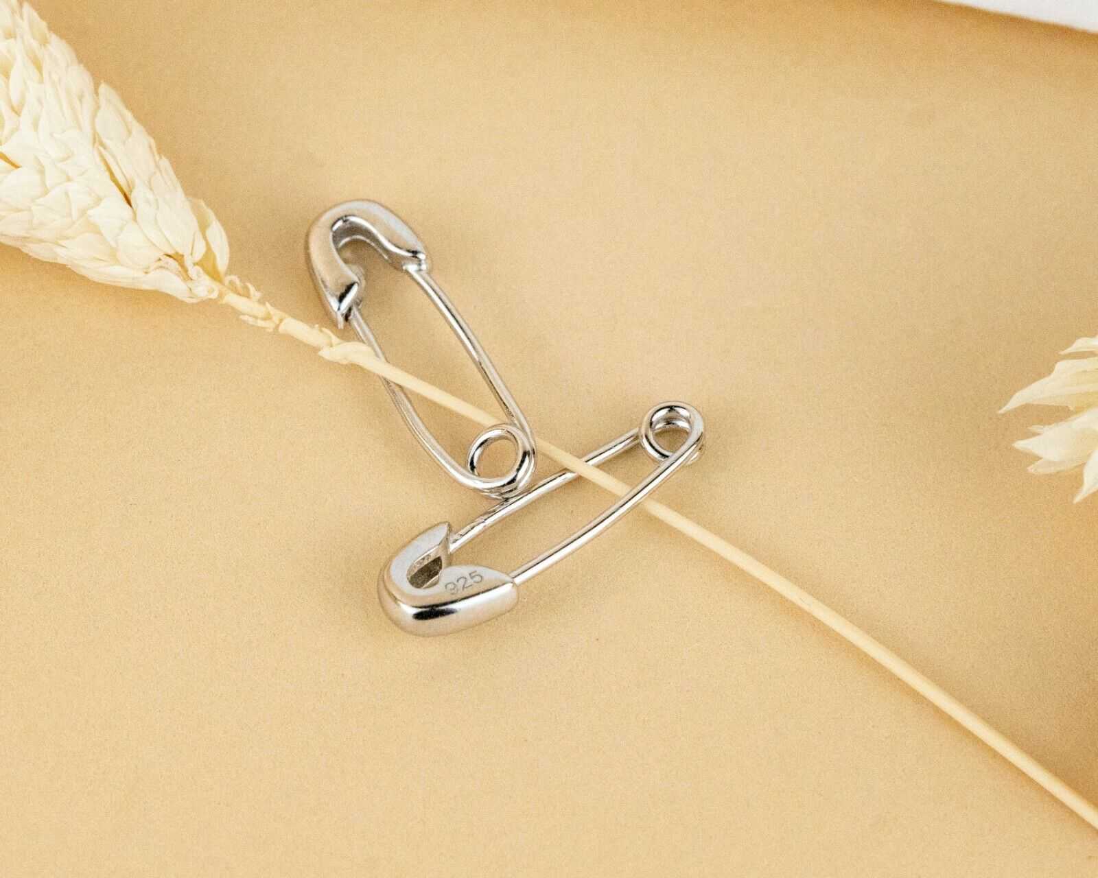 Pin 925 Sterling Silver Earrings AVA Safety 14K Gold Plated Modern Geometric Design