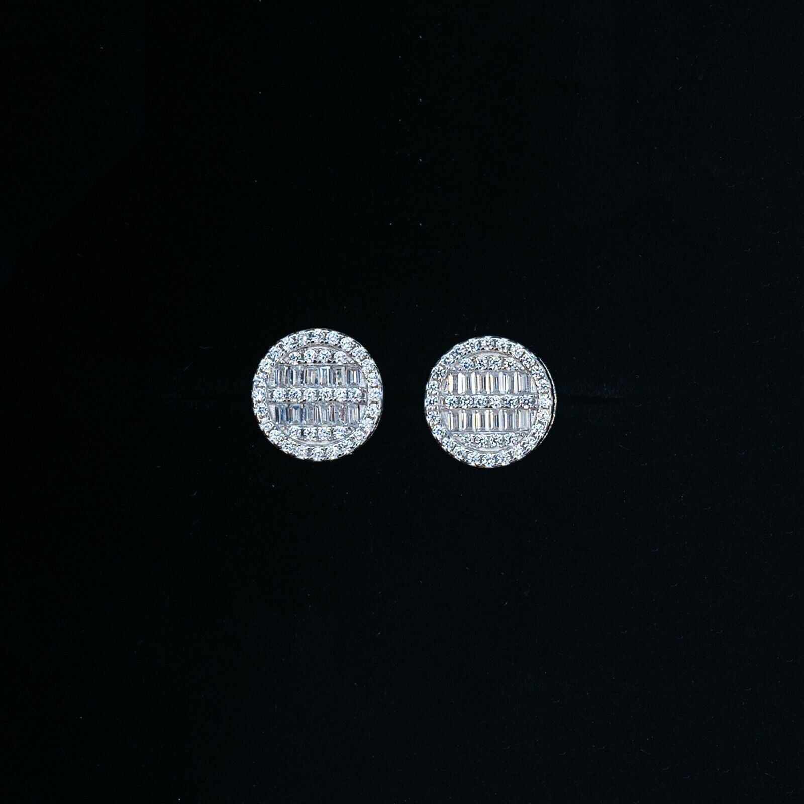 Round Baguette Stud Earrings