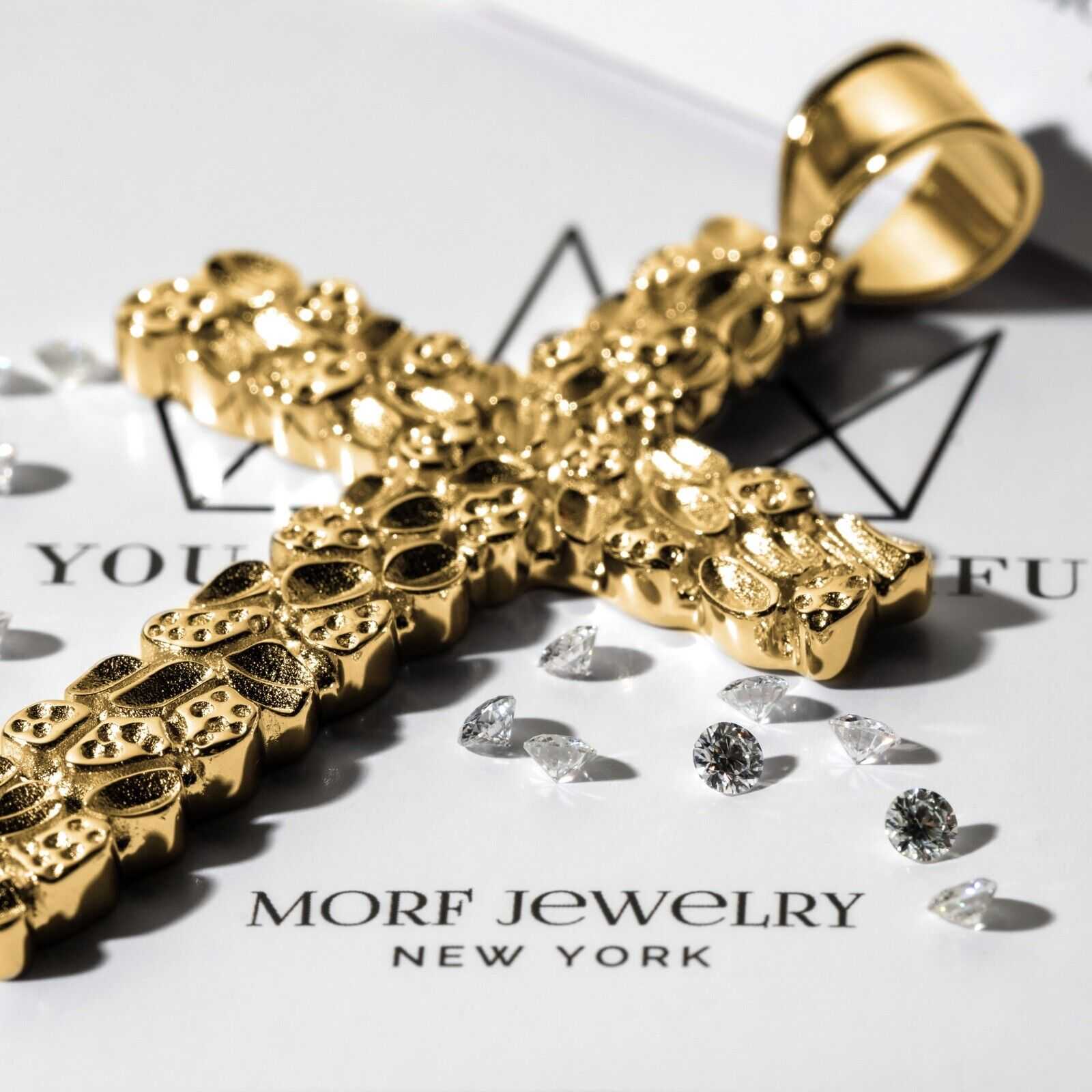Gold Nugget Cross Pendant