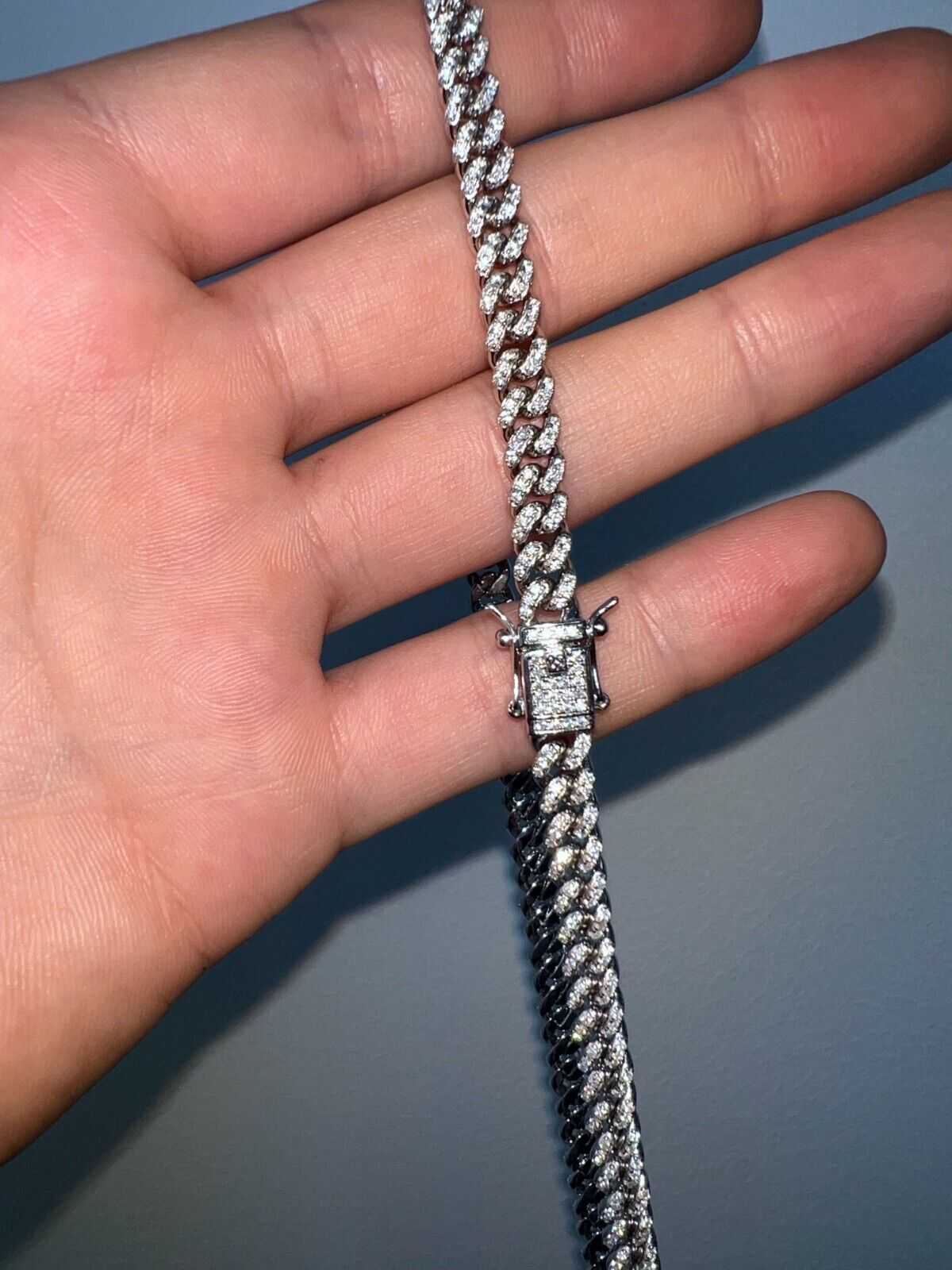 Men's Moissanite Cuban Curb Link Chain in 925 Sterling Silver