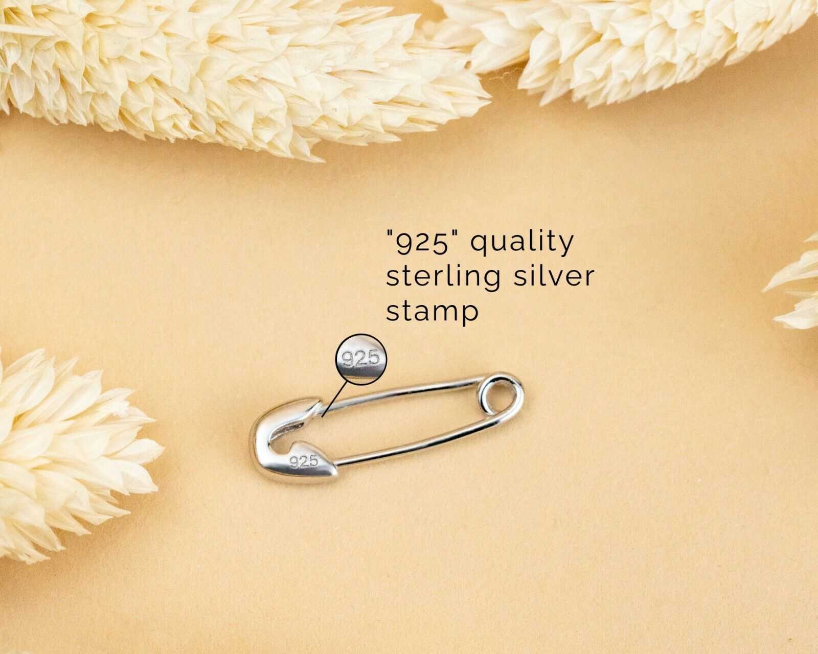 925 Sterling Silver Safety Pin Earring with 14K Gold Plating, Modern Geometric Design.