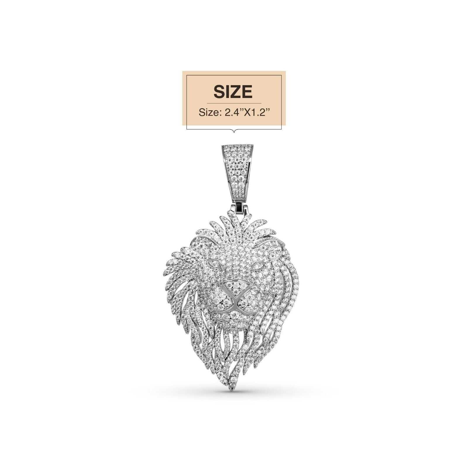 Moissanite Lion Head Iced Pendant 925 Sterling Silver Hip Hop Men Jewelry