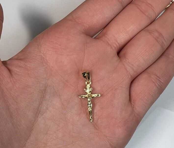 Gold Vermeil Jesus Cross Crucifix Pendant - Solid 925 Sterling Silver