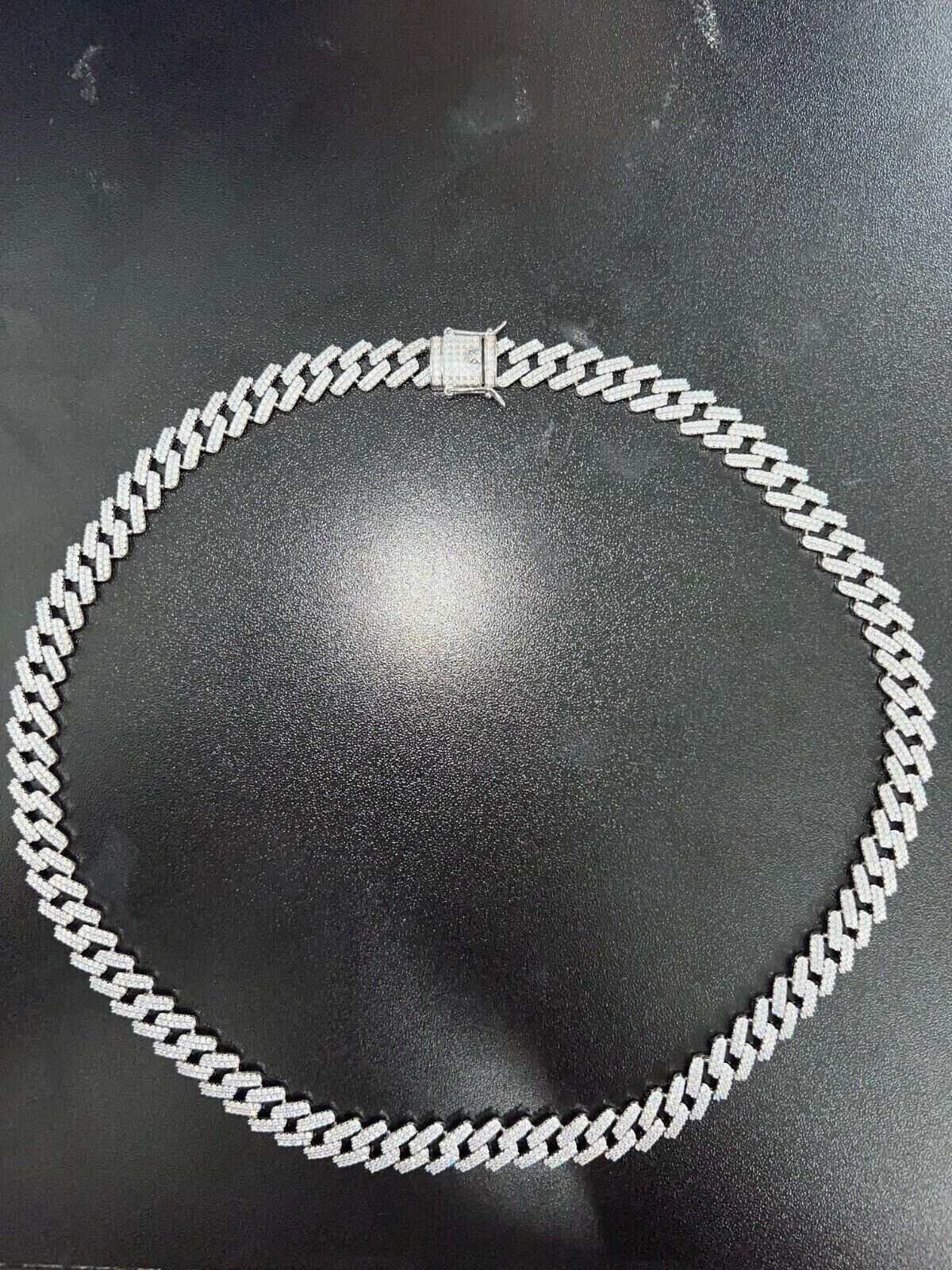 10mm Moissanite Miami Cuban Chain, solid 925 Sterling Silver, VVS1 moissanite stones.