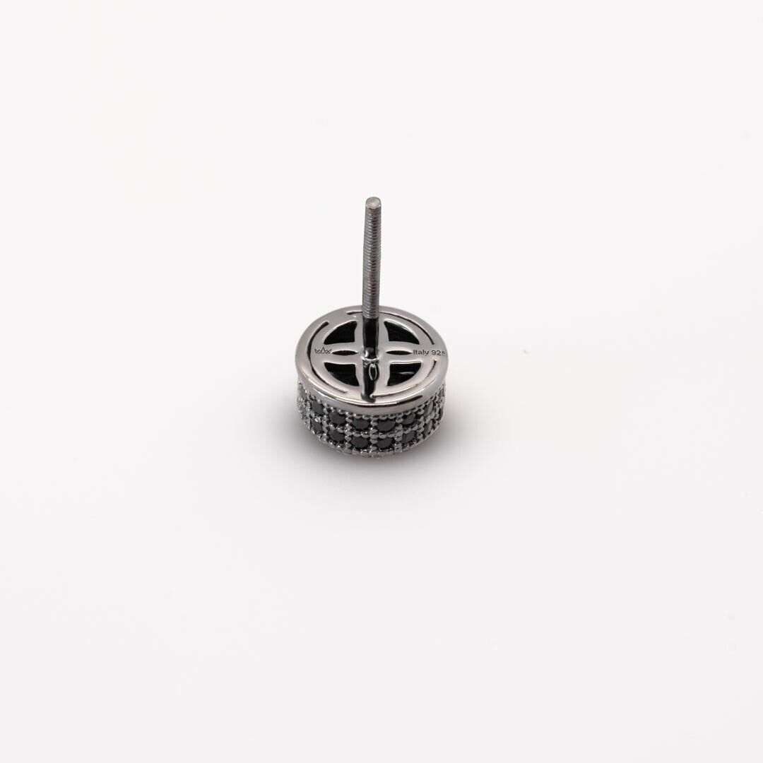 Black Round Stud Earrings