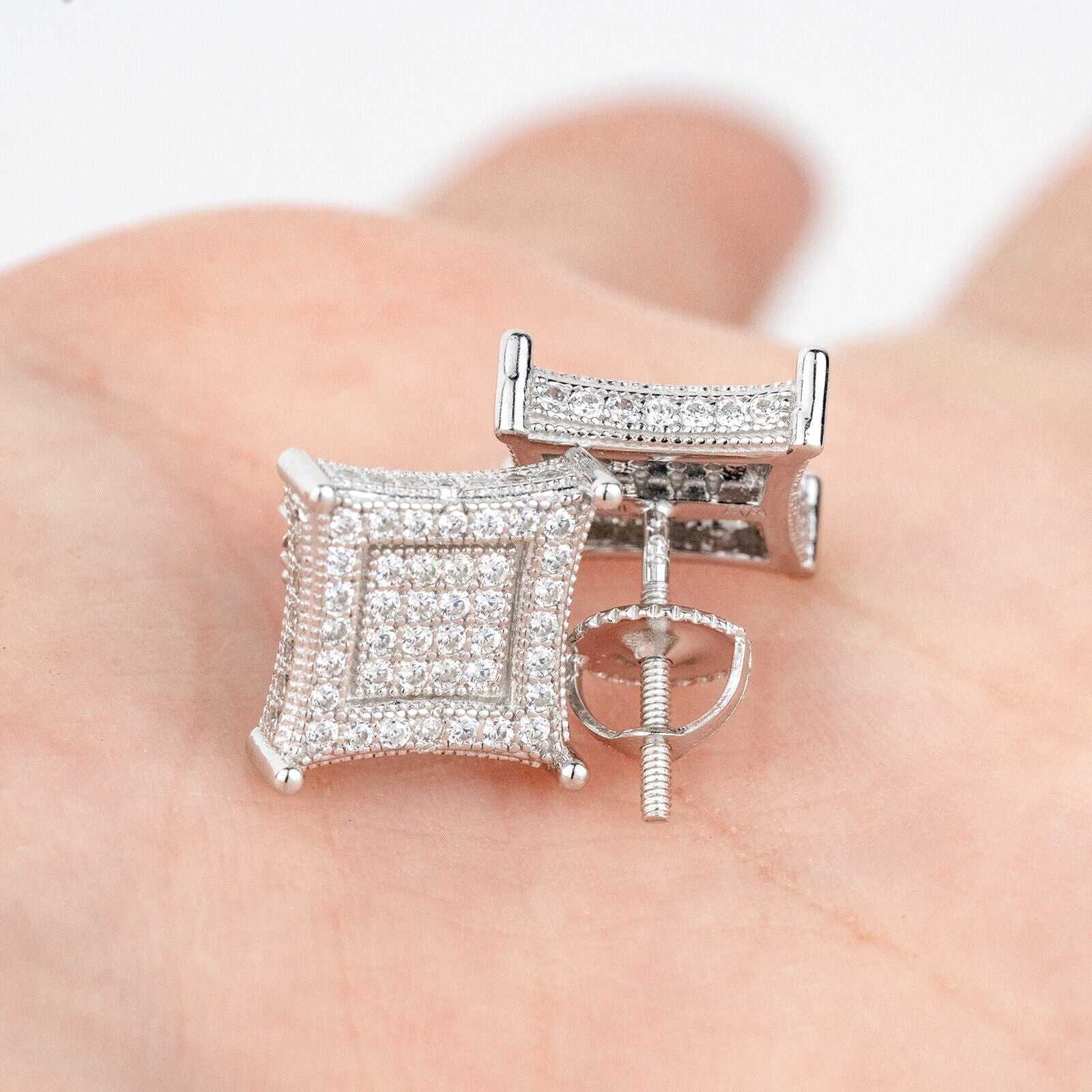 Men's 925 sterling silver kite-shaped earrings with CZ, hip hop style.