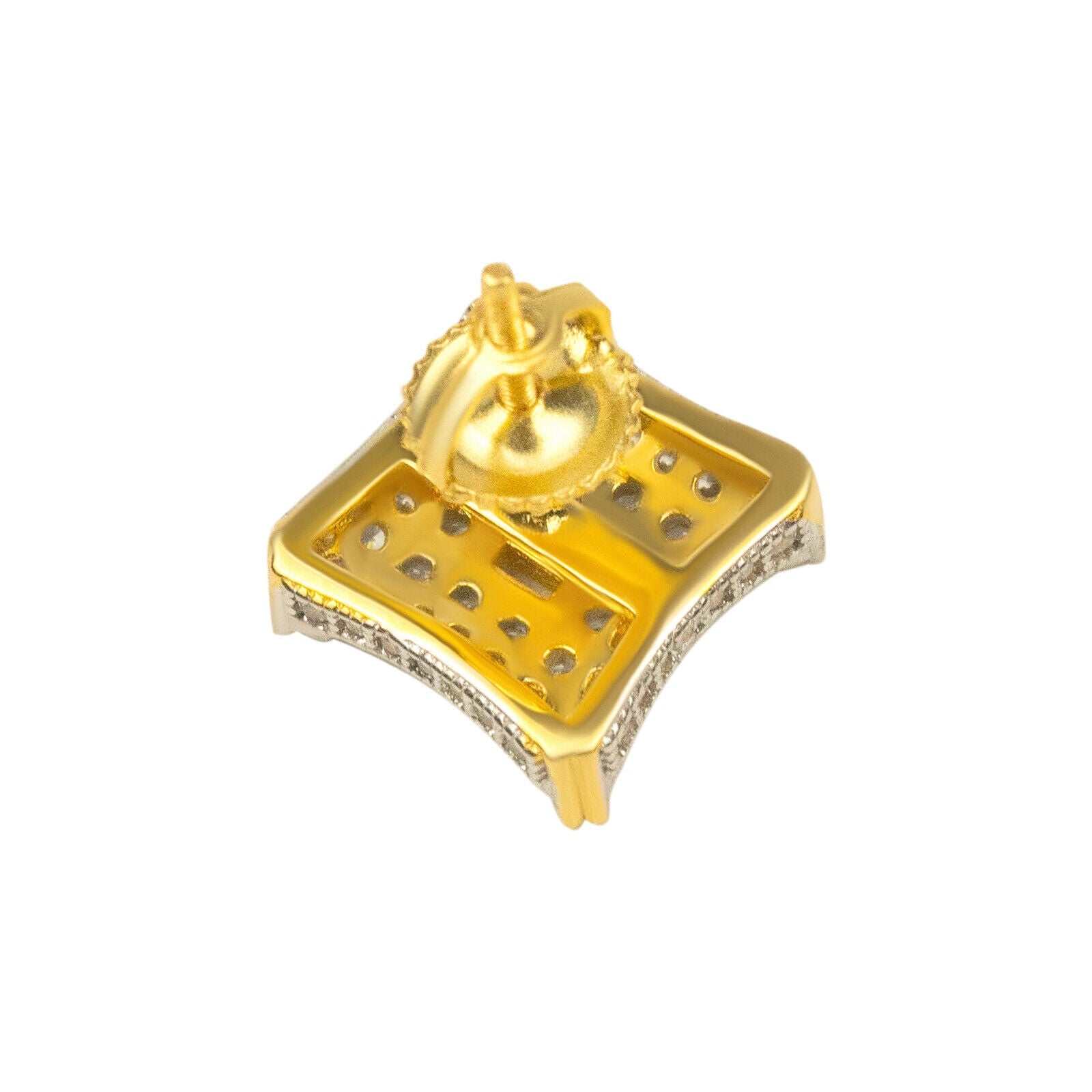 Men's 925 sterling silver earrings with 14K gold finish and CZ stones.