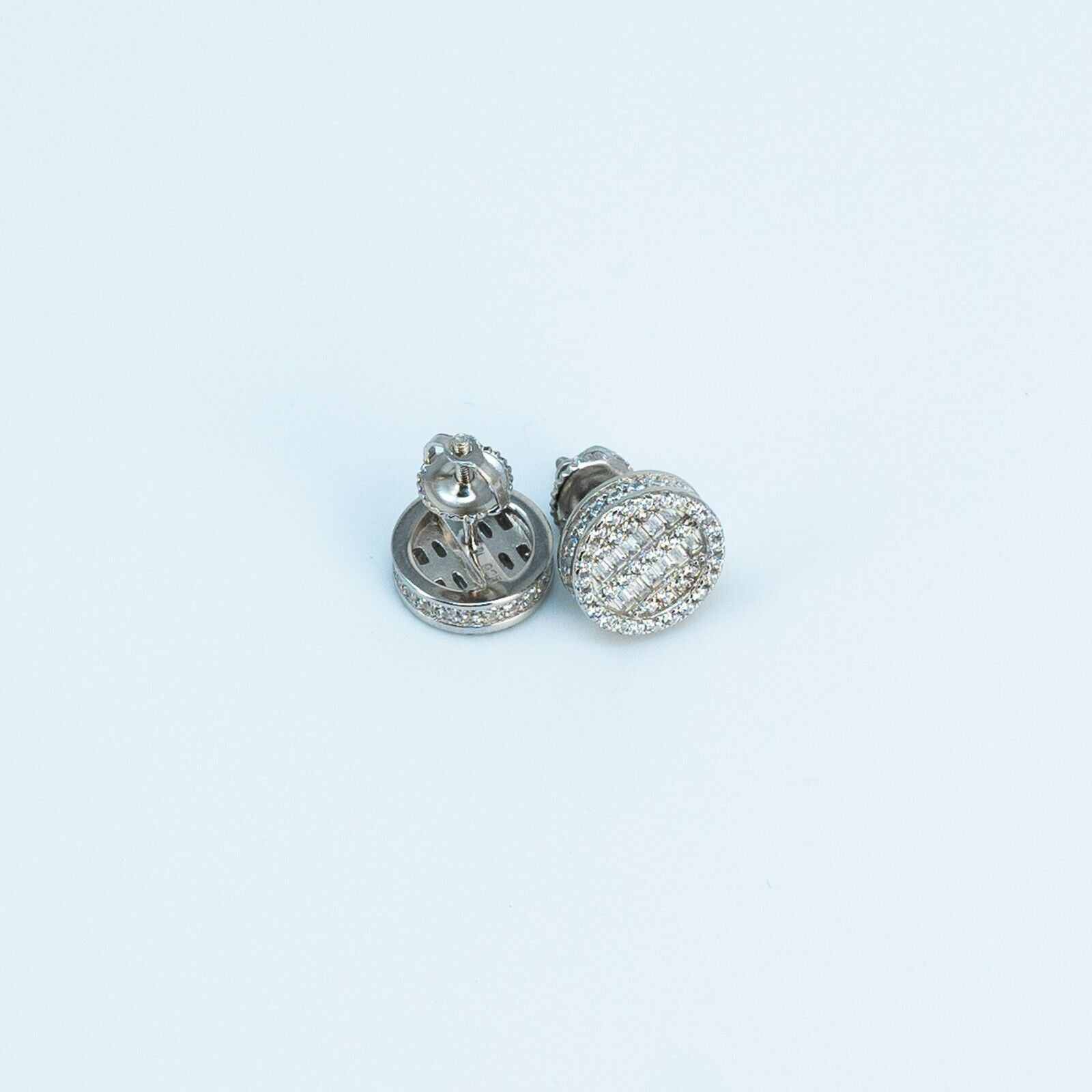 Round Baguette Stud Earrings