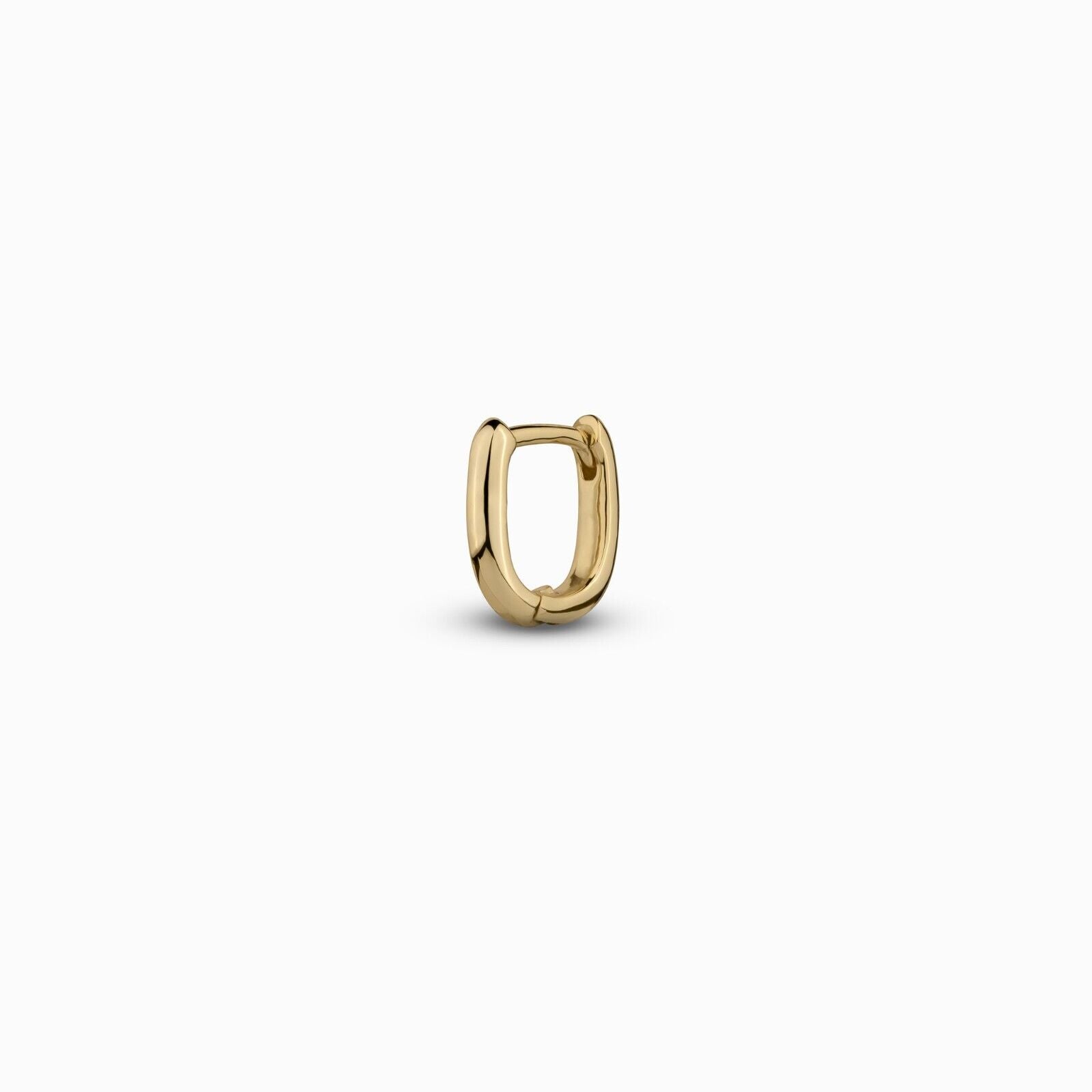 Gold Huggie Earrings in 14K gold and 925 sterling silver, round 10mm design, by Morf Jewelry.