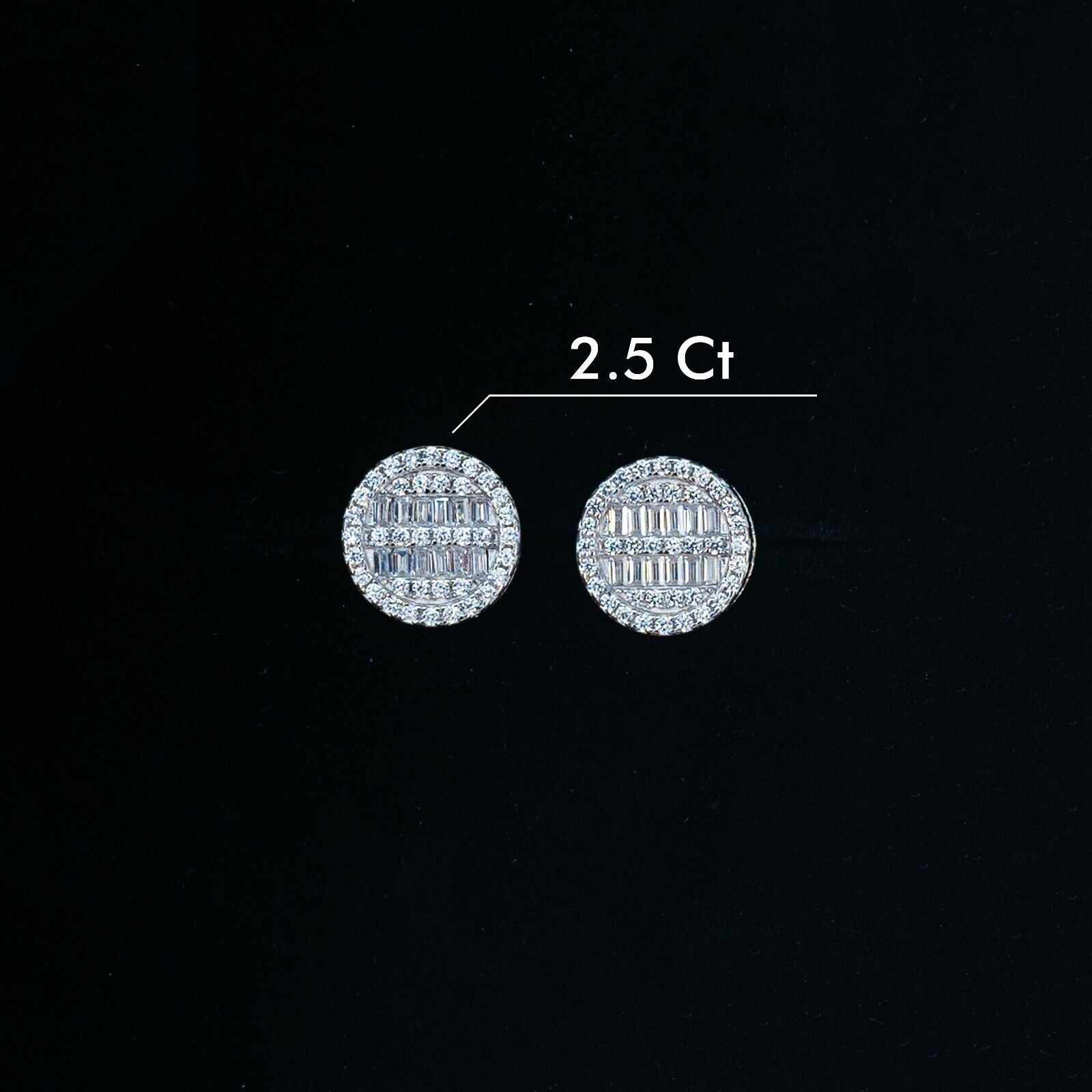 Round Baguette Stud Earrings