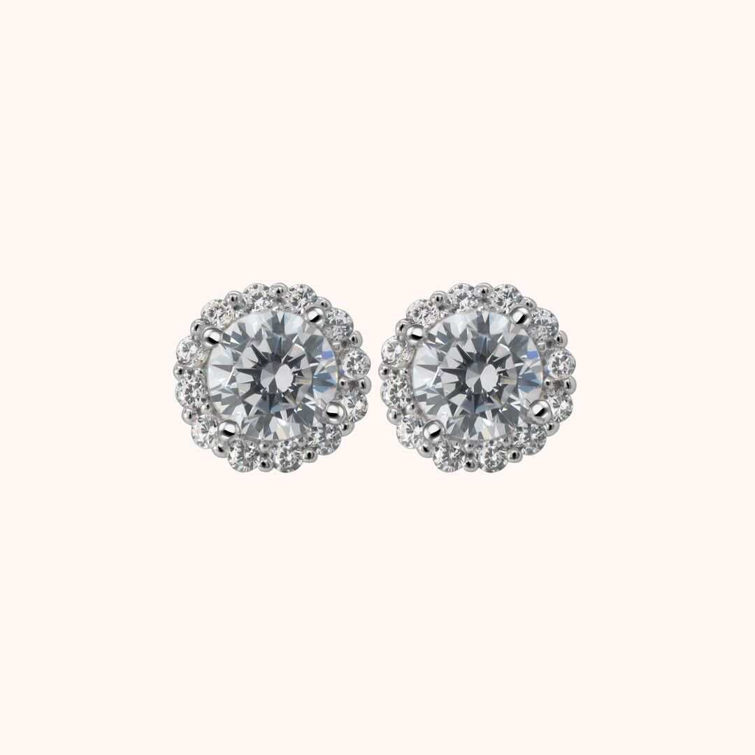 Stud Mens Earrings - Solid 925 Sterling Silver Screw Back