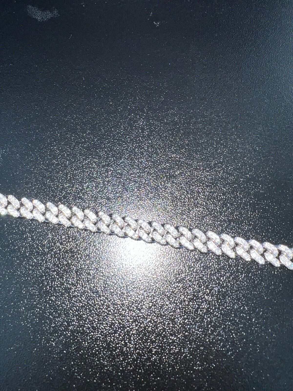 Men's Moissanite Cuban Curb Link Chain in Solid 925 Silver with Iced Hip Hop Design.