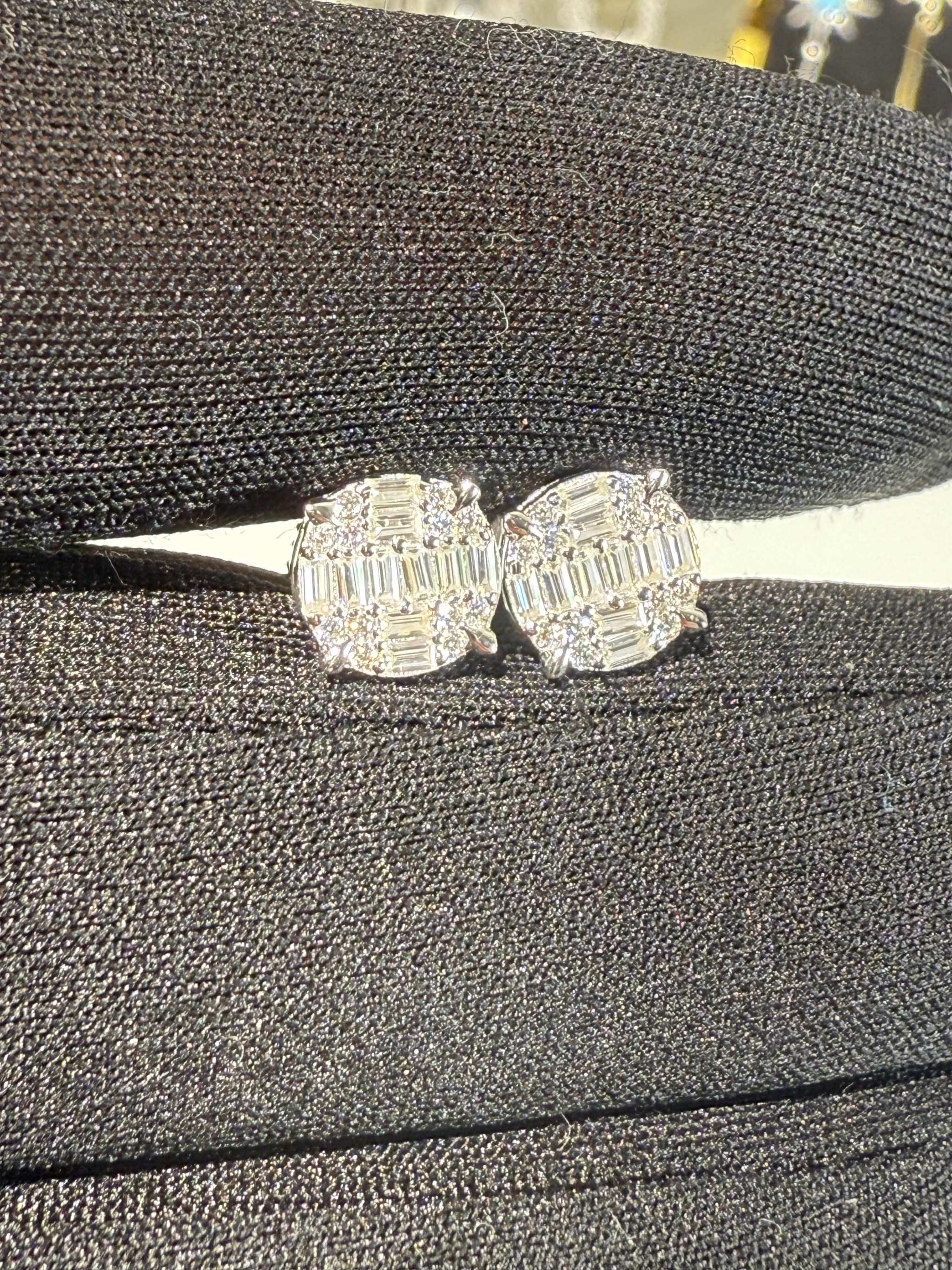 Round Moissanite Baguette Earrings