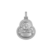 925 sterling silver Buddha pendant with matte finish and micropaved CZ diamonds, 1.5 inches including bale, handmade in Italy