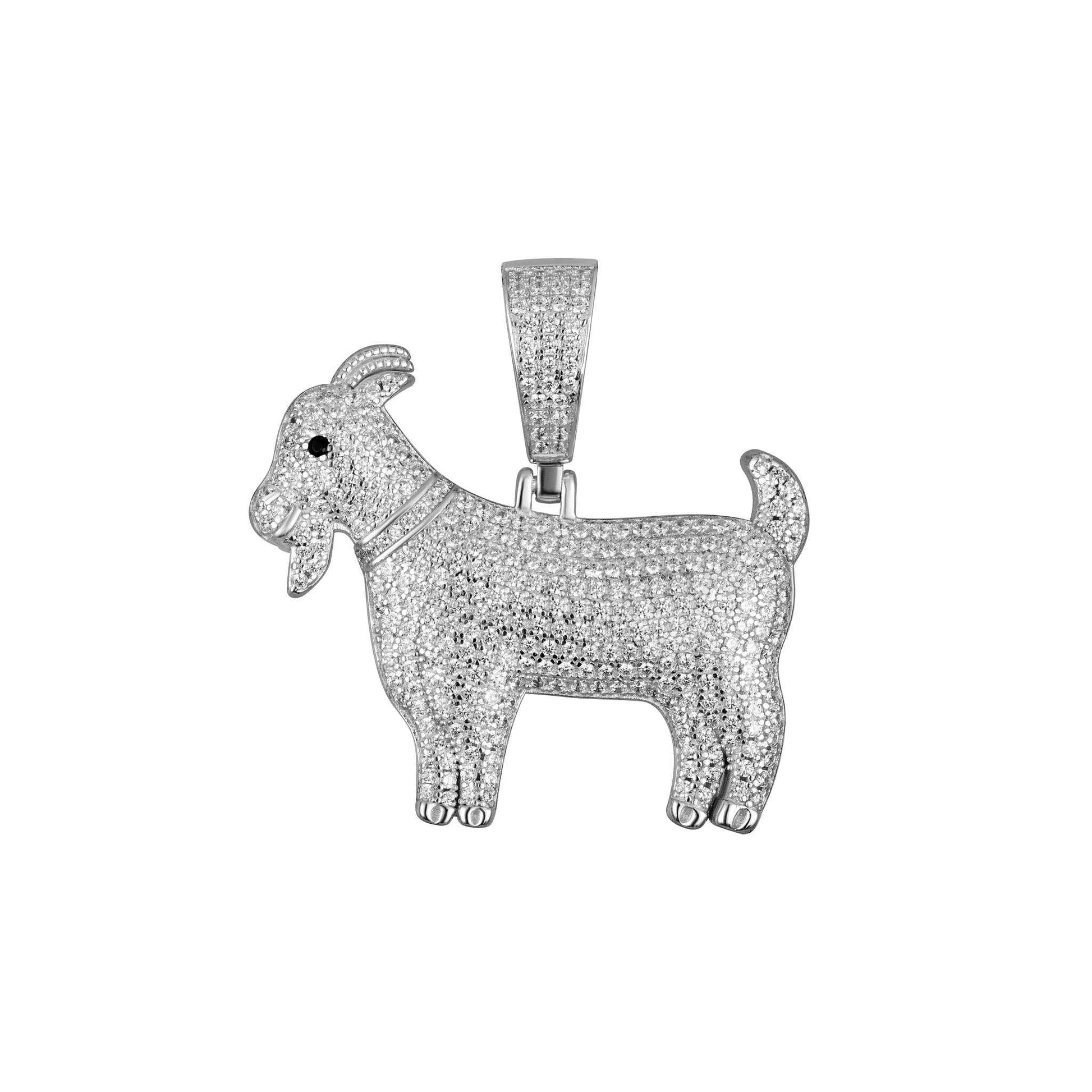 925 sterling silver GOAT pendant with rhodium plating and detailed craftsmanship