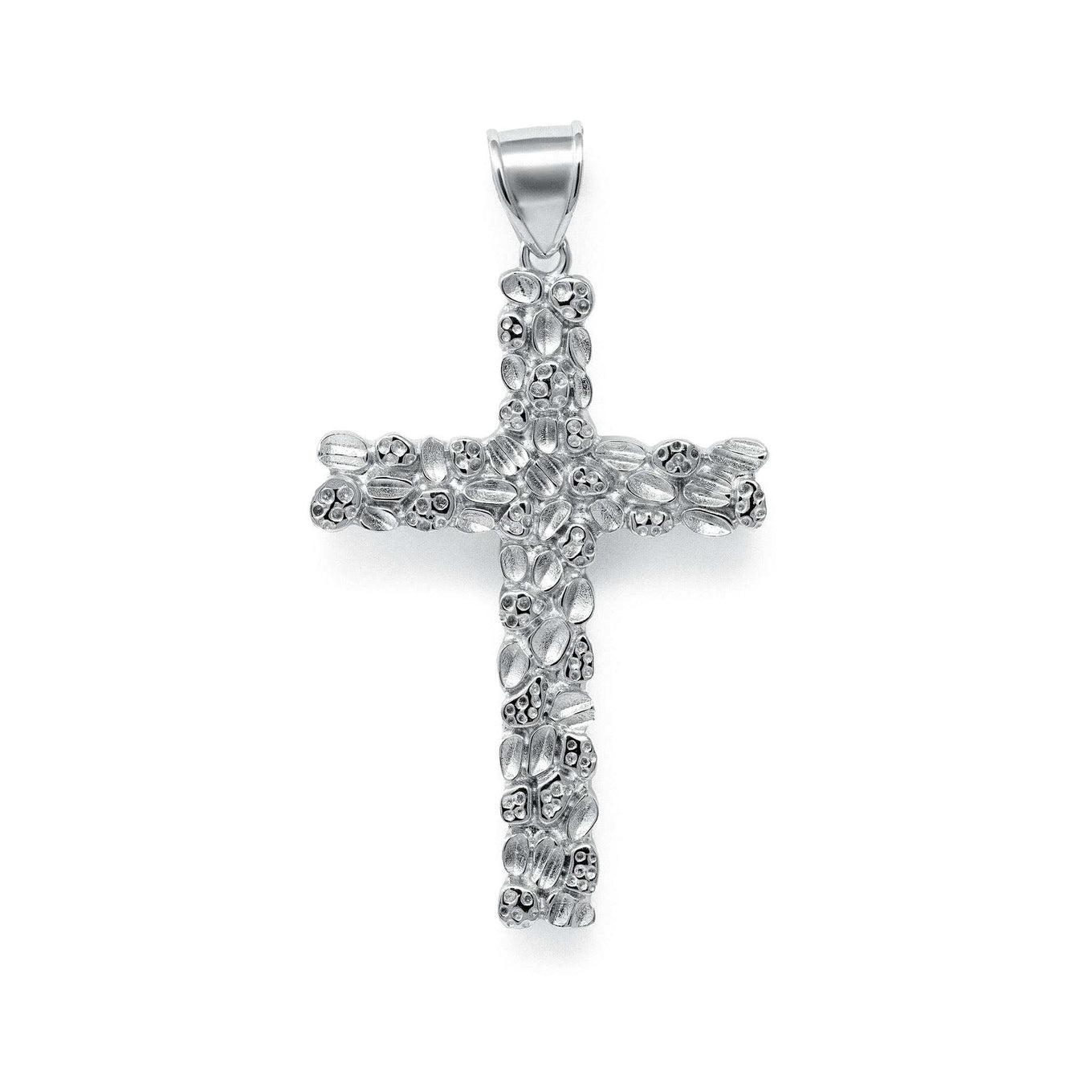 Silver Nugget Cross Pendant solid 925 sterling silver handmade necklace charm