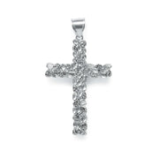 Silver Nugget Cross Pendant solid 925 sterling silver handmade necklace charm
