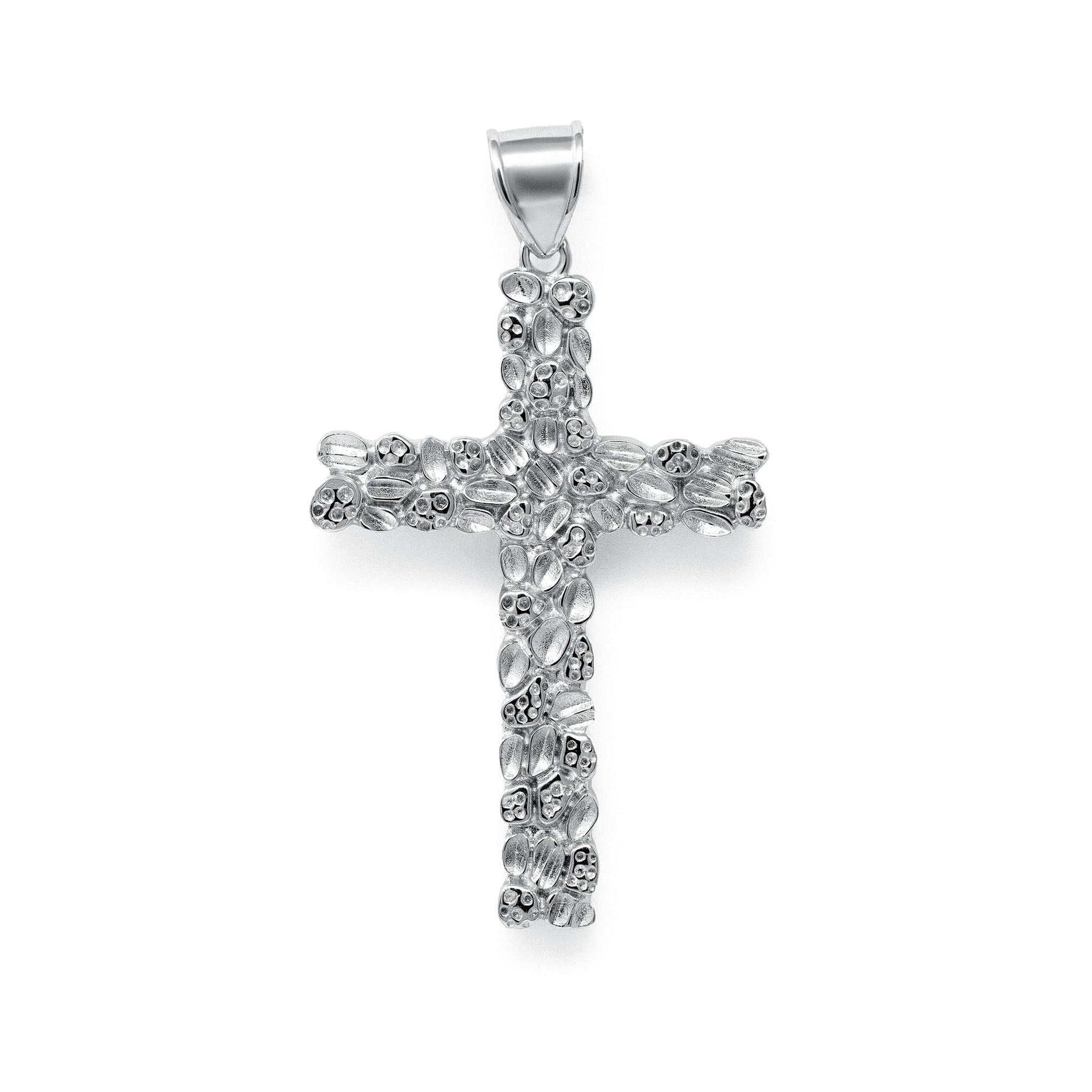 Silver Nugget Cross Pendant solid 925 sterling silver handmade necklace charm