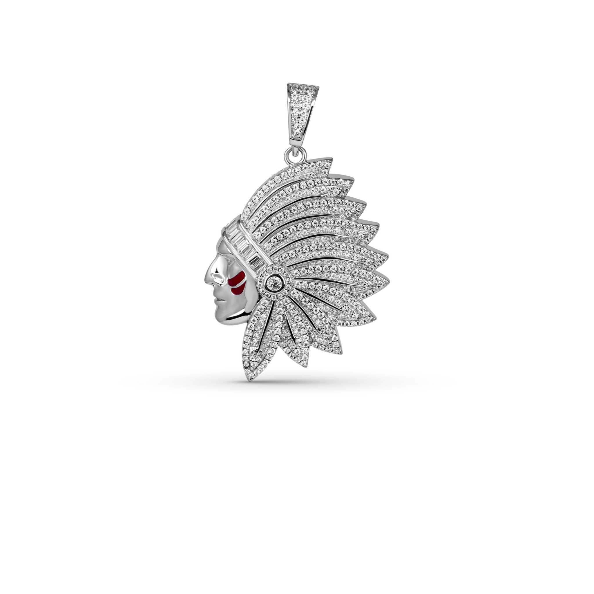 Native American Indian Moissanite Pendant in 925 Sterling Silver with D Color VVS1 Clarity.